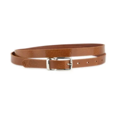 Women's Cognac Glazed Leather Belt with Silver Buckle 1 GLAZZY 20 COGN SILRECMAG