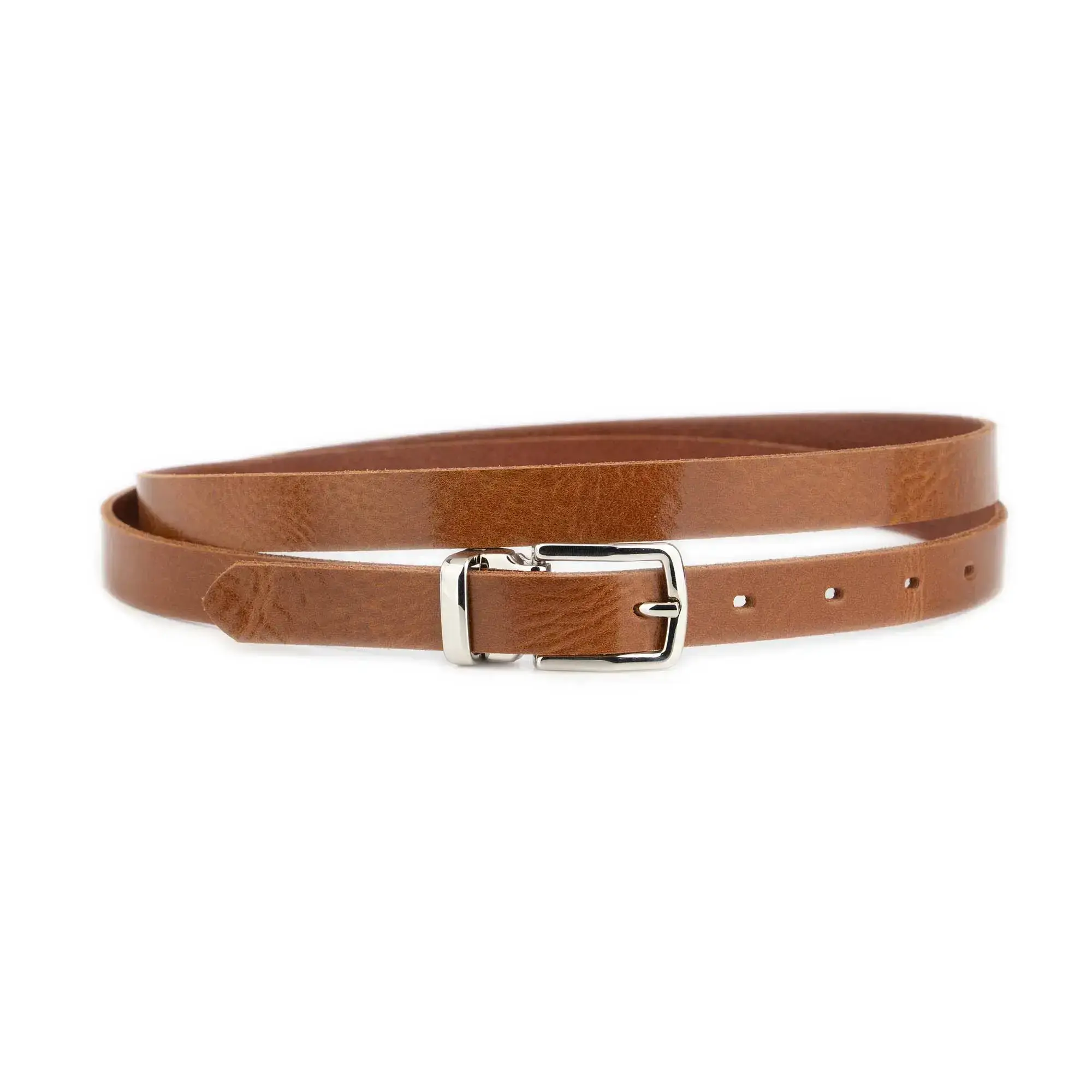 Women's Cognac Glazed Leather Belt with Silver Buckle 1 GLAZZY 20 COGN SILRECMAG