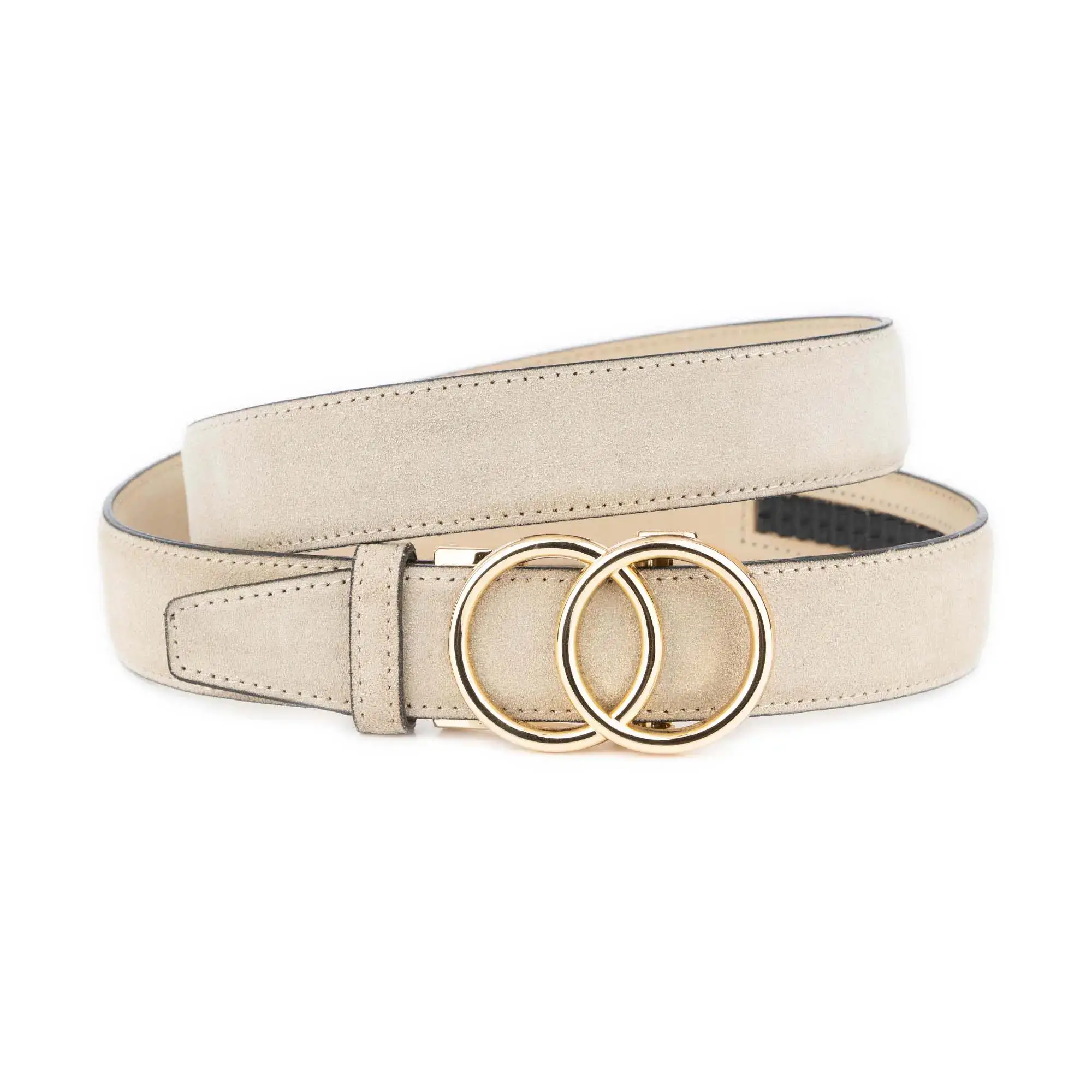 Women's Ratchet Belt With Gold Double Circle Buckle 1 BEIRAT 35 2CIRGOL DRM