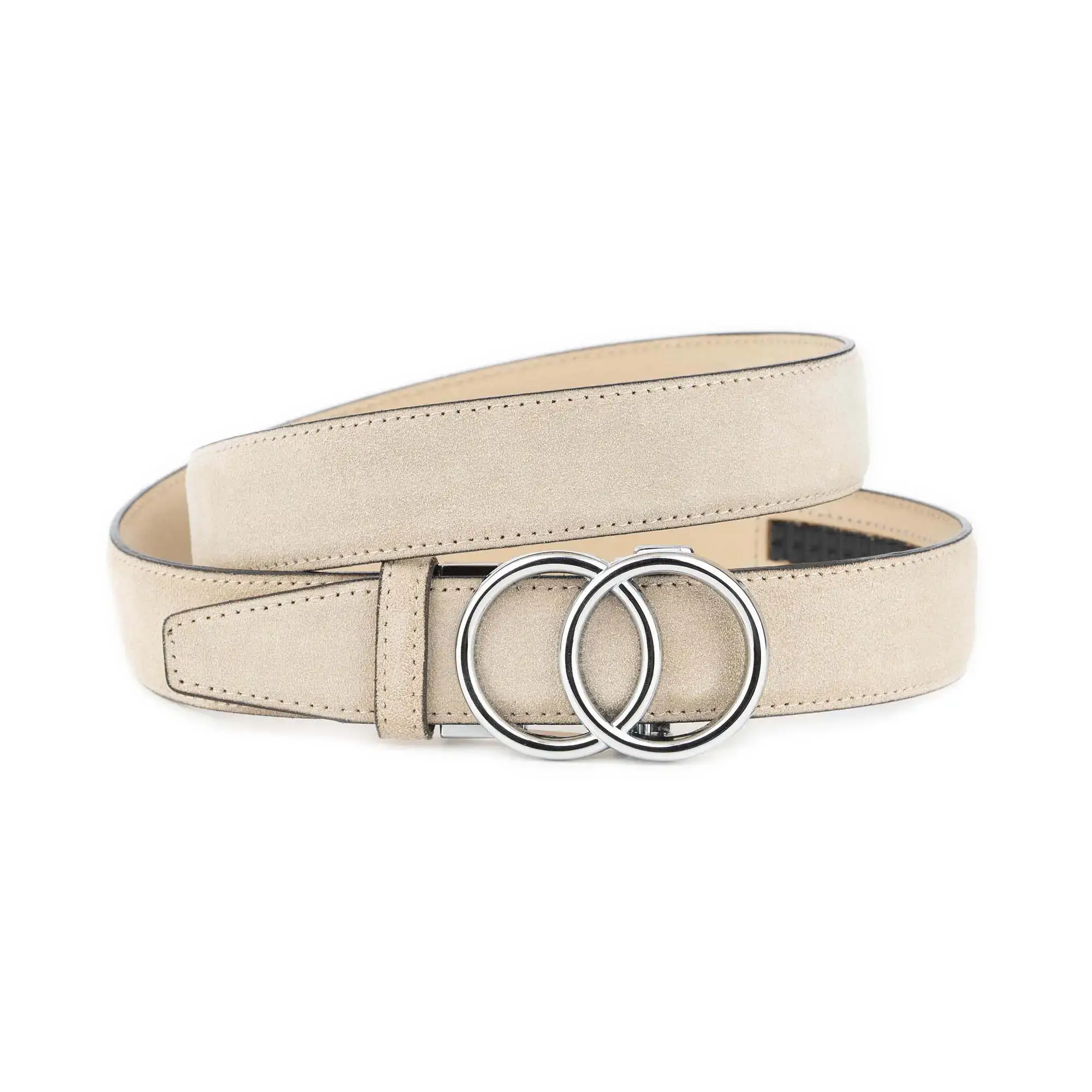 Women's Ratchet Belt With Silver Double Circle Buckle 1 BEIRAT 35 2CIRSILV DRM