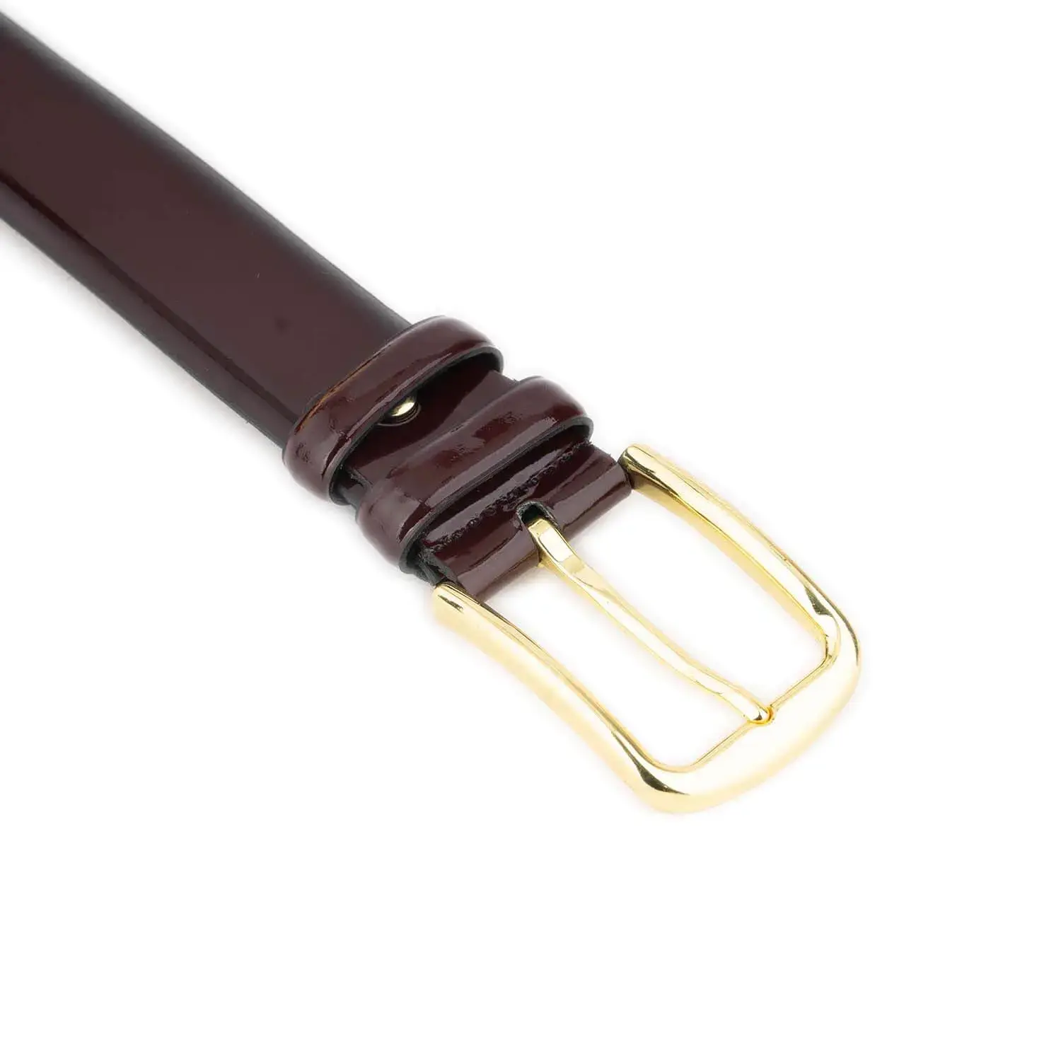 Burgundy Patent Leather Belt with Gold Buckle 3