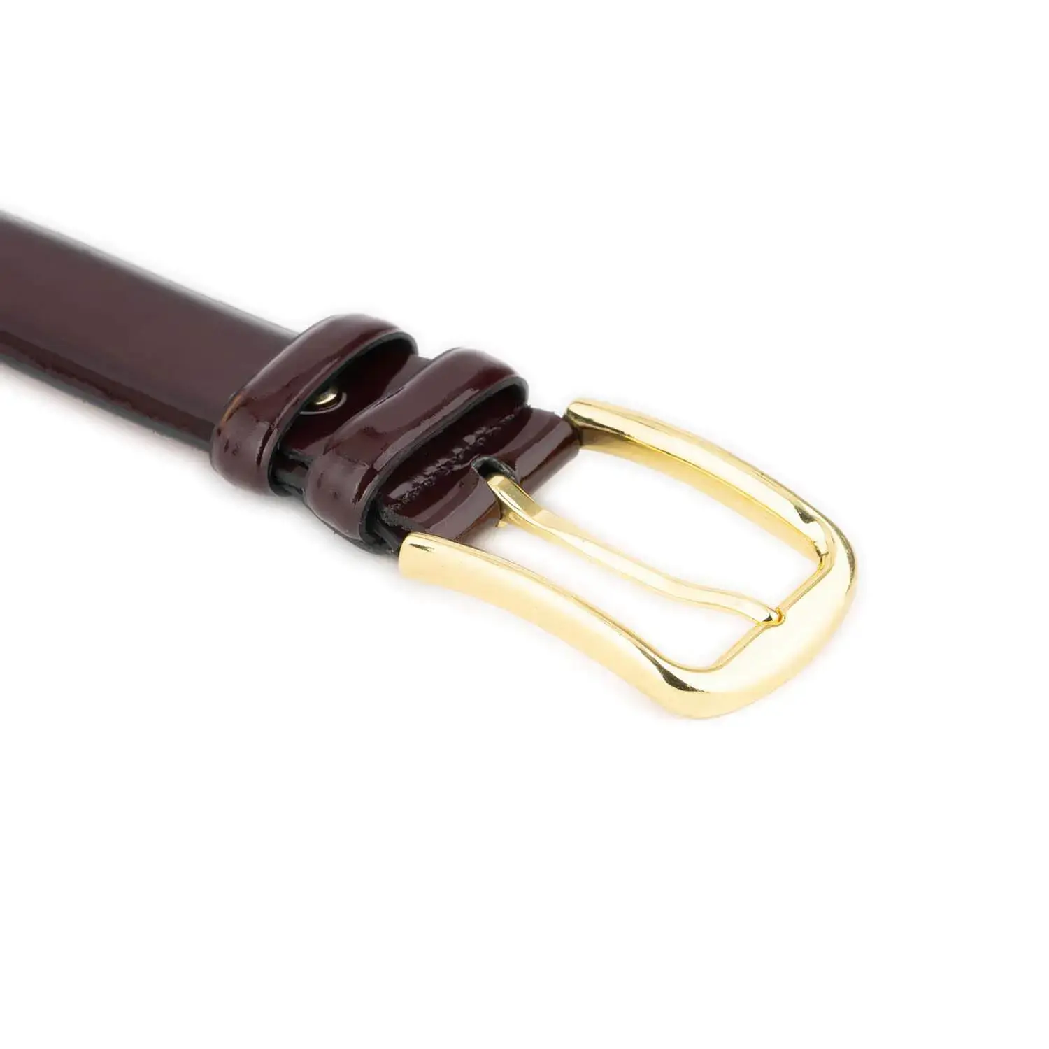 Burgundy Patent Leather Belt with Gold Buckle 4