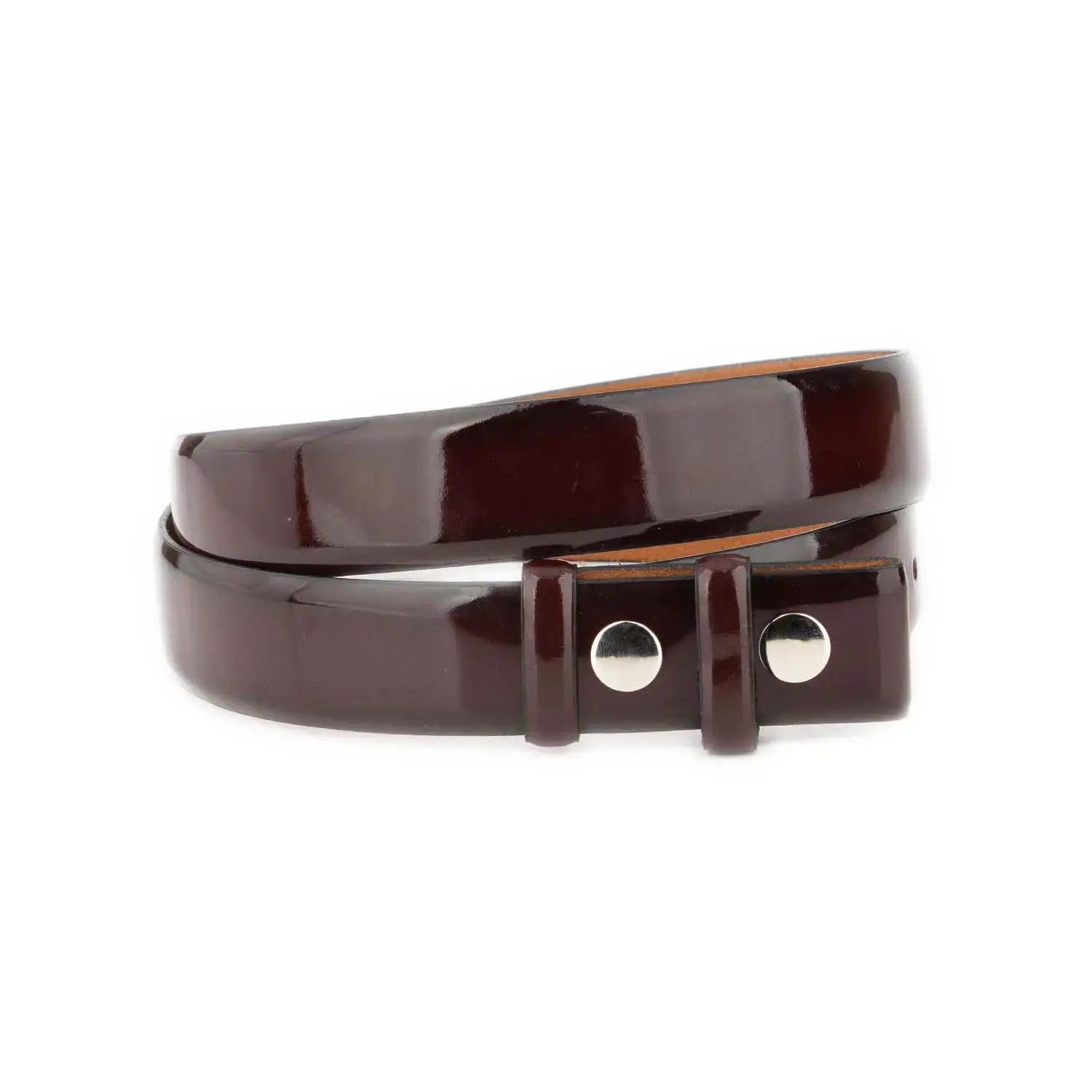 Burgundy Patent Leather Snap Belt Strap for Buckles 1 PATEBURG35 SNAP KASV