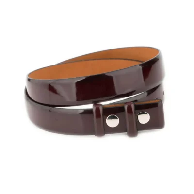Burgundy Patent Leather Snap Belt Strap for Buckles 2