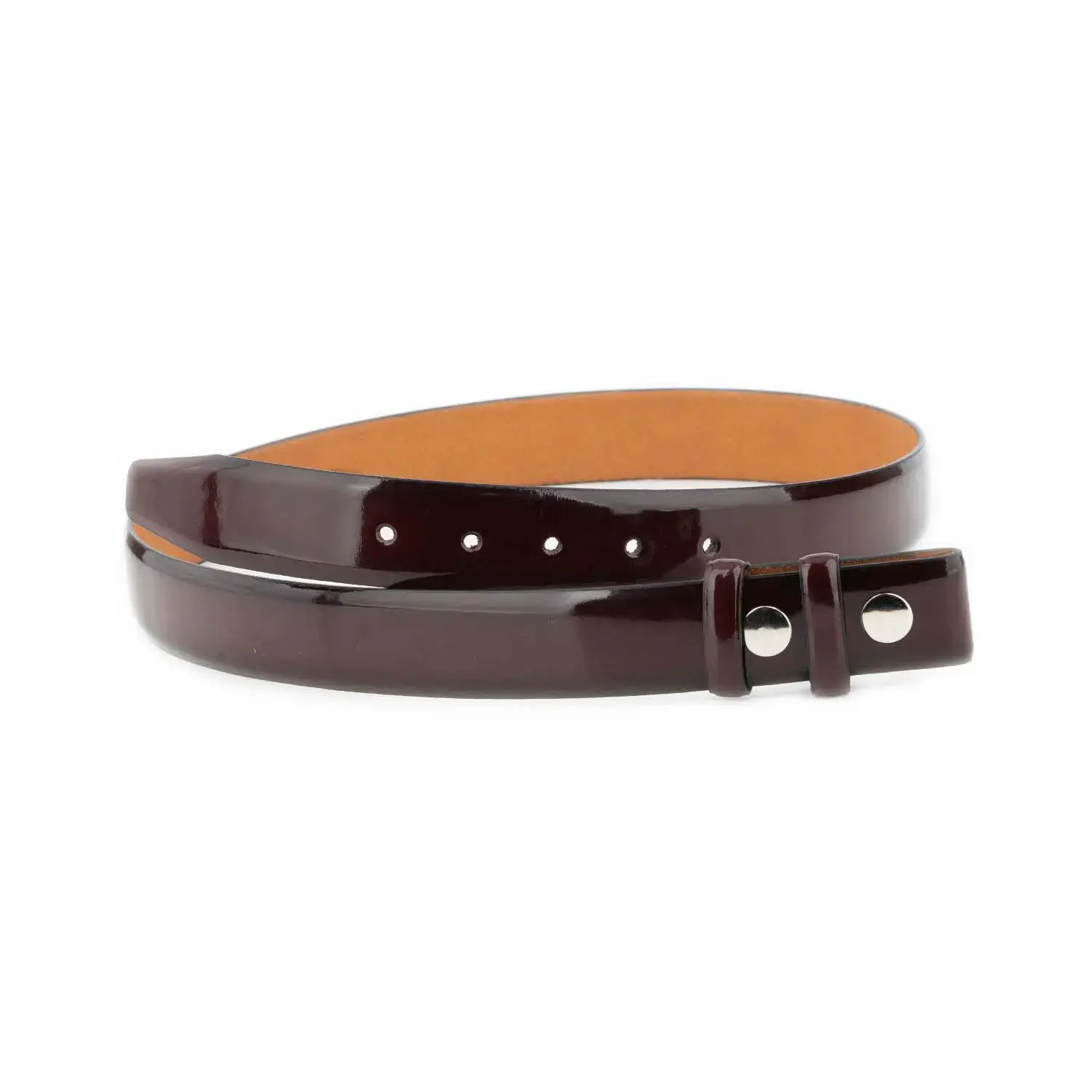 Burgundy Patent Leather Snap Belt Strap for Buckles 3