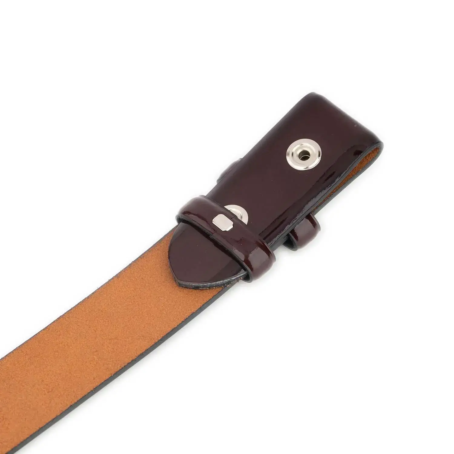 Burgundy Patent Leather Snap Belt Strap for Buckles 5