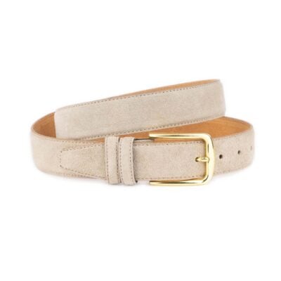 Taupe Suede Belt With Gold Buckle 1 LTTAUP 35 GOLDBUC KSV
