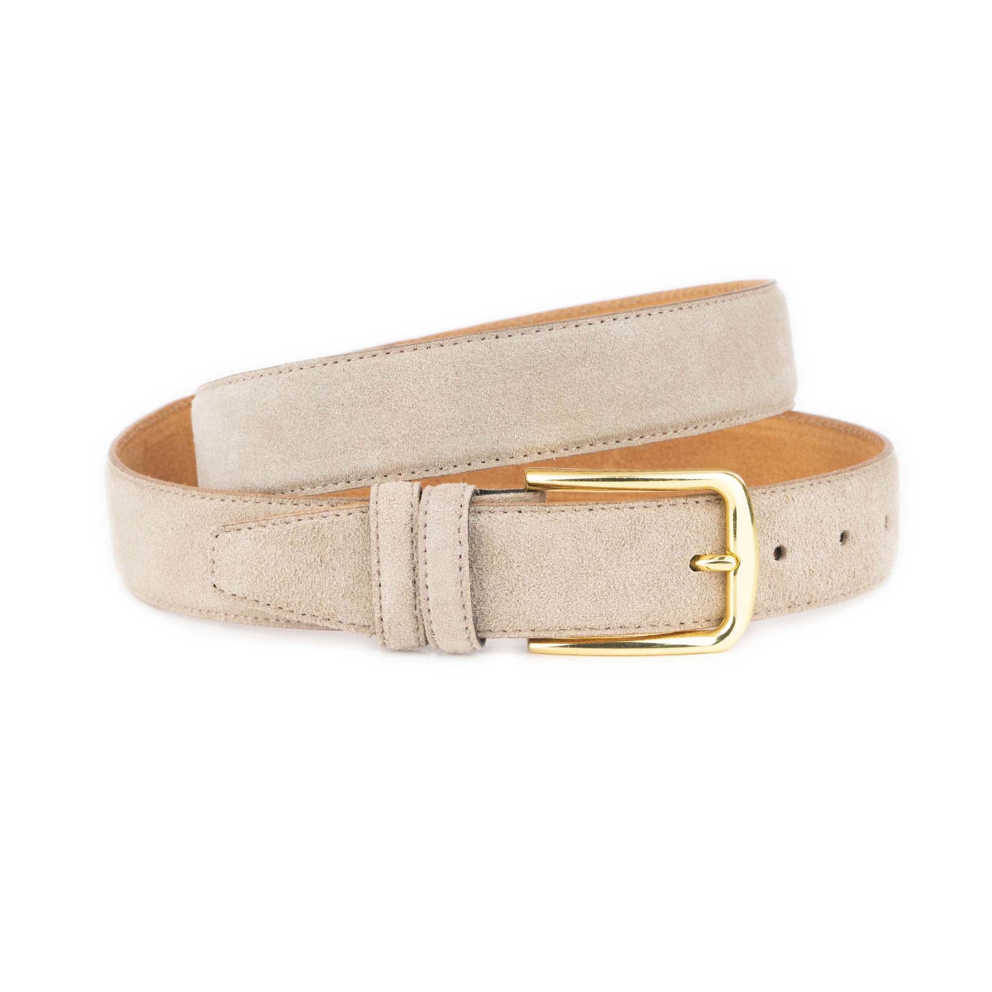 Taupe Suede Belt With Gold Buckle 1 LTTAUP 35 GOLDBUC KSV