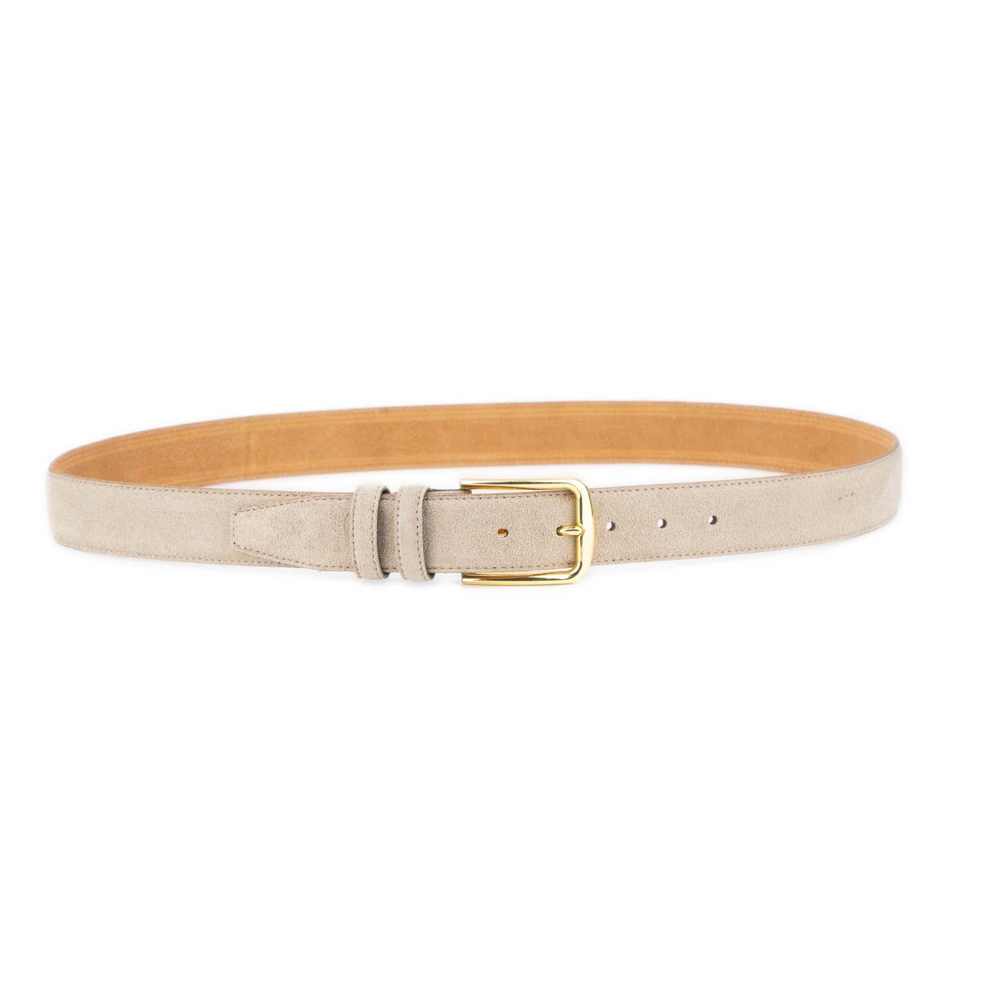 Taupe Suede Belt With Gold Buckle 2