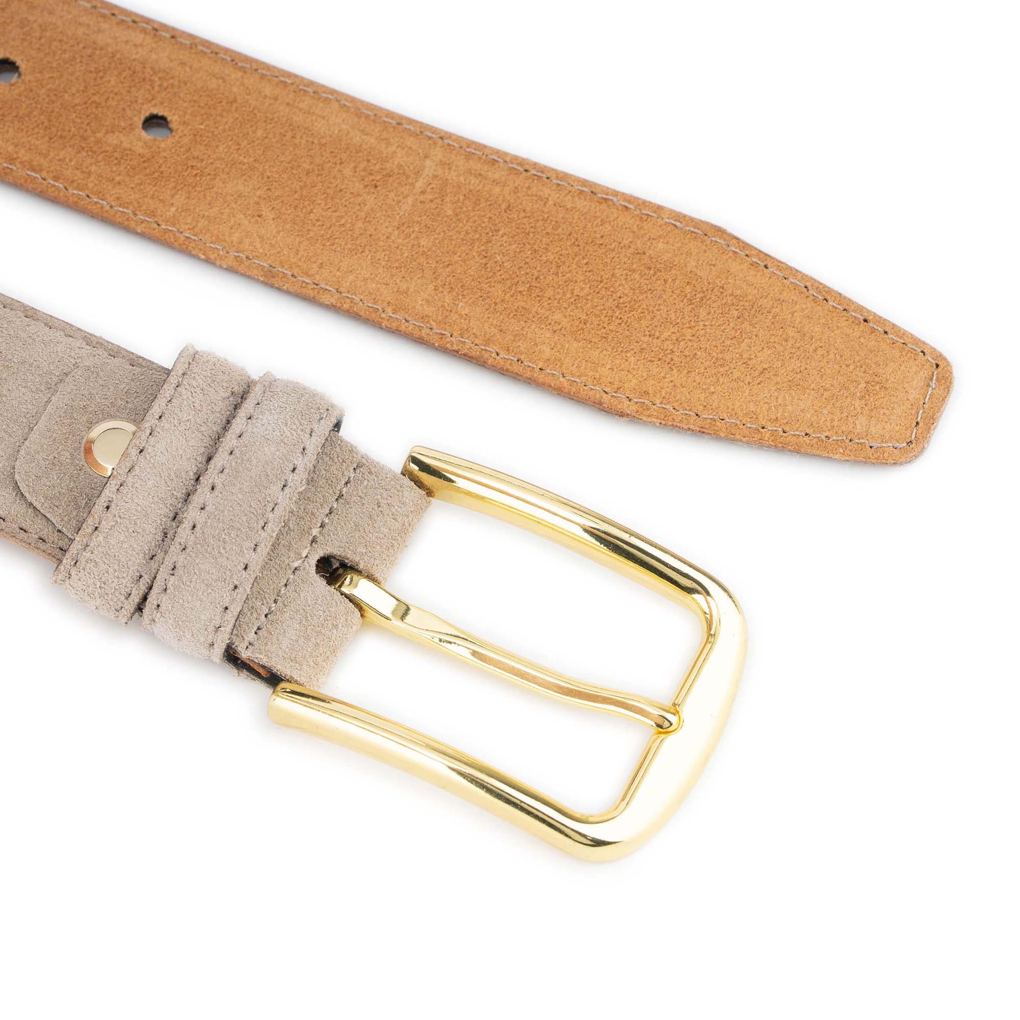 Taupe Suede Belt With Gold Buckle 4