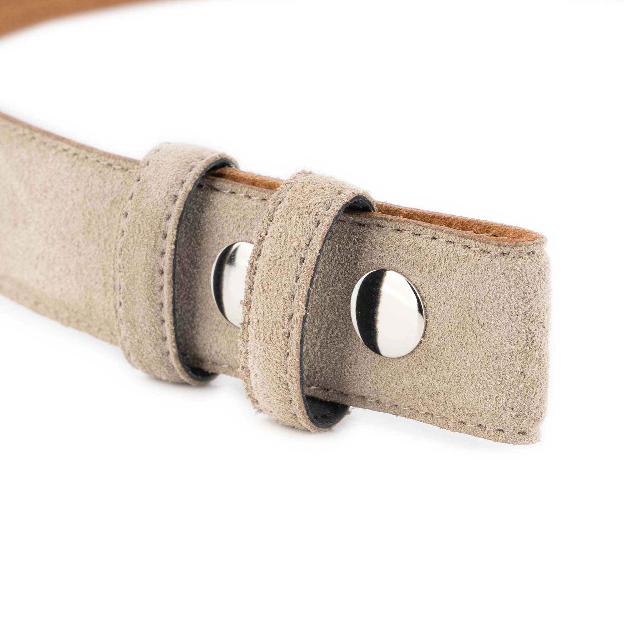 Taupe Suede Interchangeable Snap Belt For Custom Buckles 3