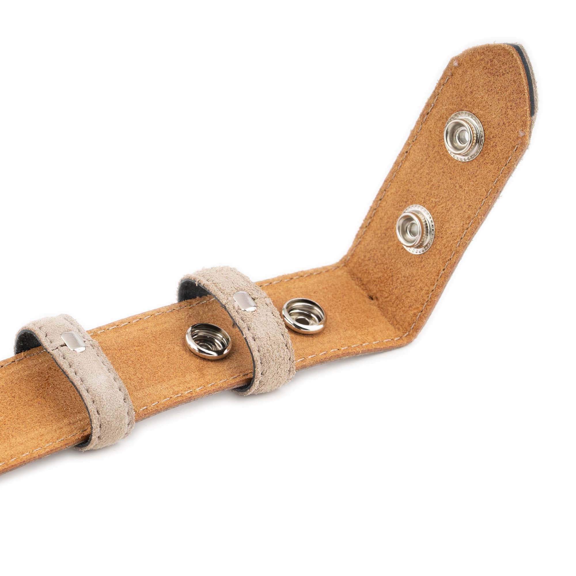 Taupe Suede Interchangeable Snap Belt For Custom Buckles 7