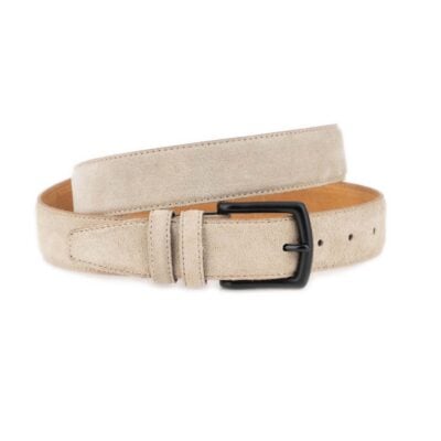 Taupe Suede Leather Belt with Matte Black Brass Buckle 1 LTTAUP 35 BLACKBRASS KSV