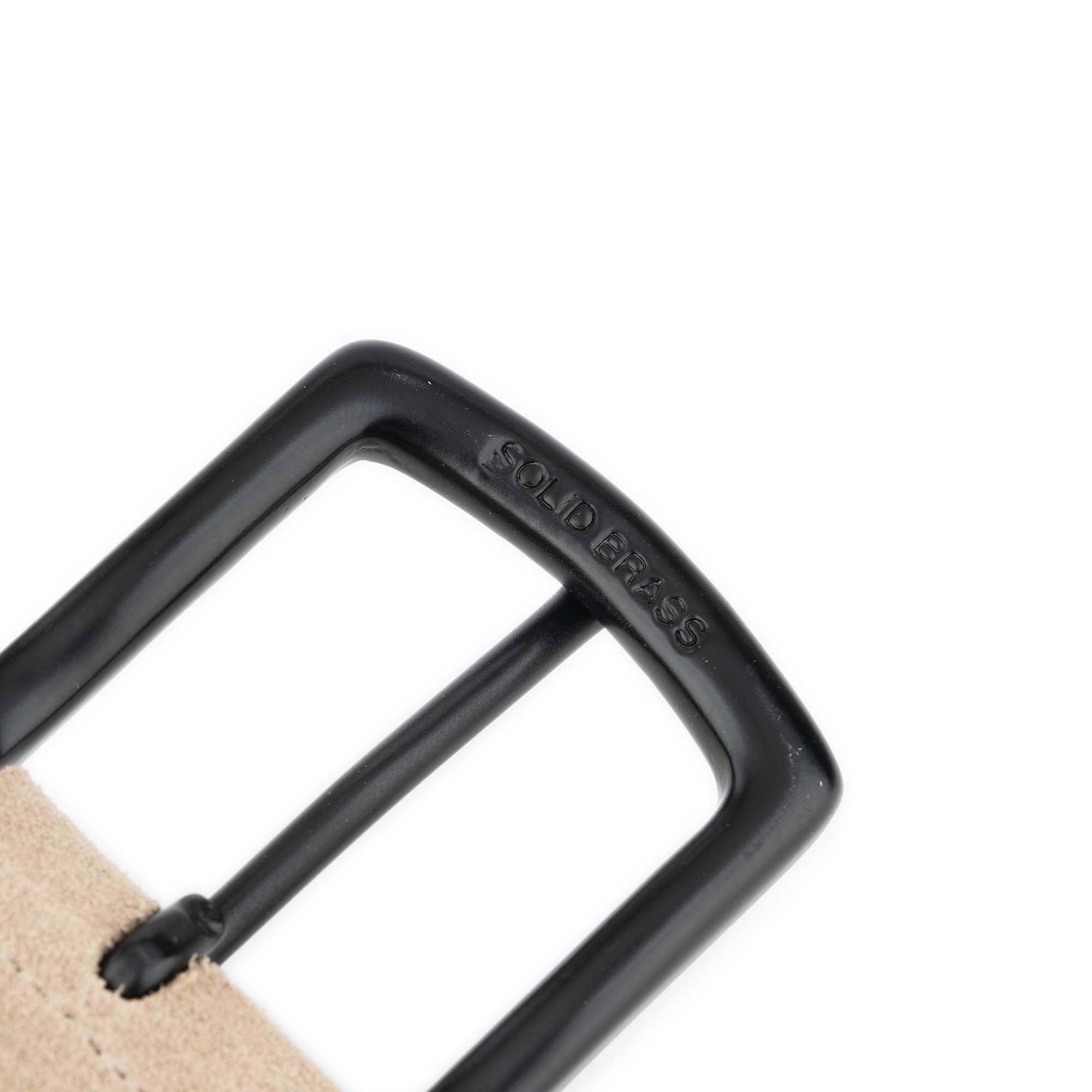 Taupe Suede Leather Belt with Matte Black Brass Buckle 5
