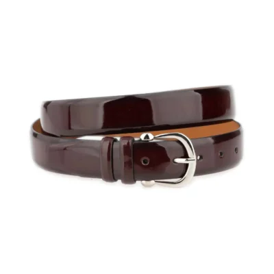 Women's Patent Leather Belt with Silver Horseshoe Buckle 1 PATEBURG35 HORSILV KASV