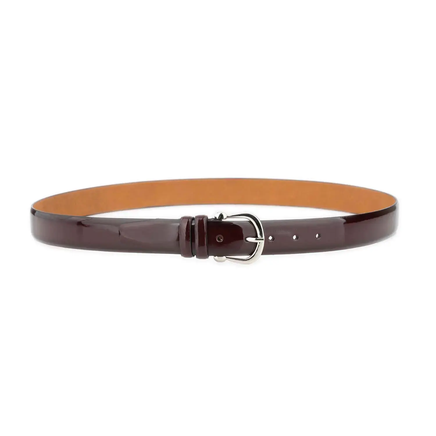 Women's Patent Leather Belt with Silver Horseshoe Buckle 2