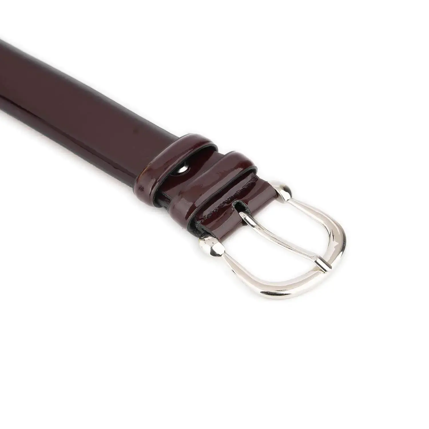 Women's Patent Leather Belt with Silver Horseshoe Buckle 3