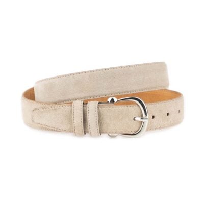 Womens Taupe Suede Belt With Silver Horseshoe Buckle 1 LTTAUP 35 HORSSILV KSV