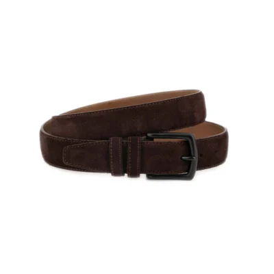 Brown Suede Belt For Jeans With Black Matte Buckle 1 BROW 35SUED BRSBLA KSV