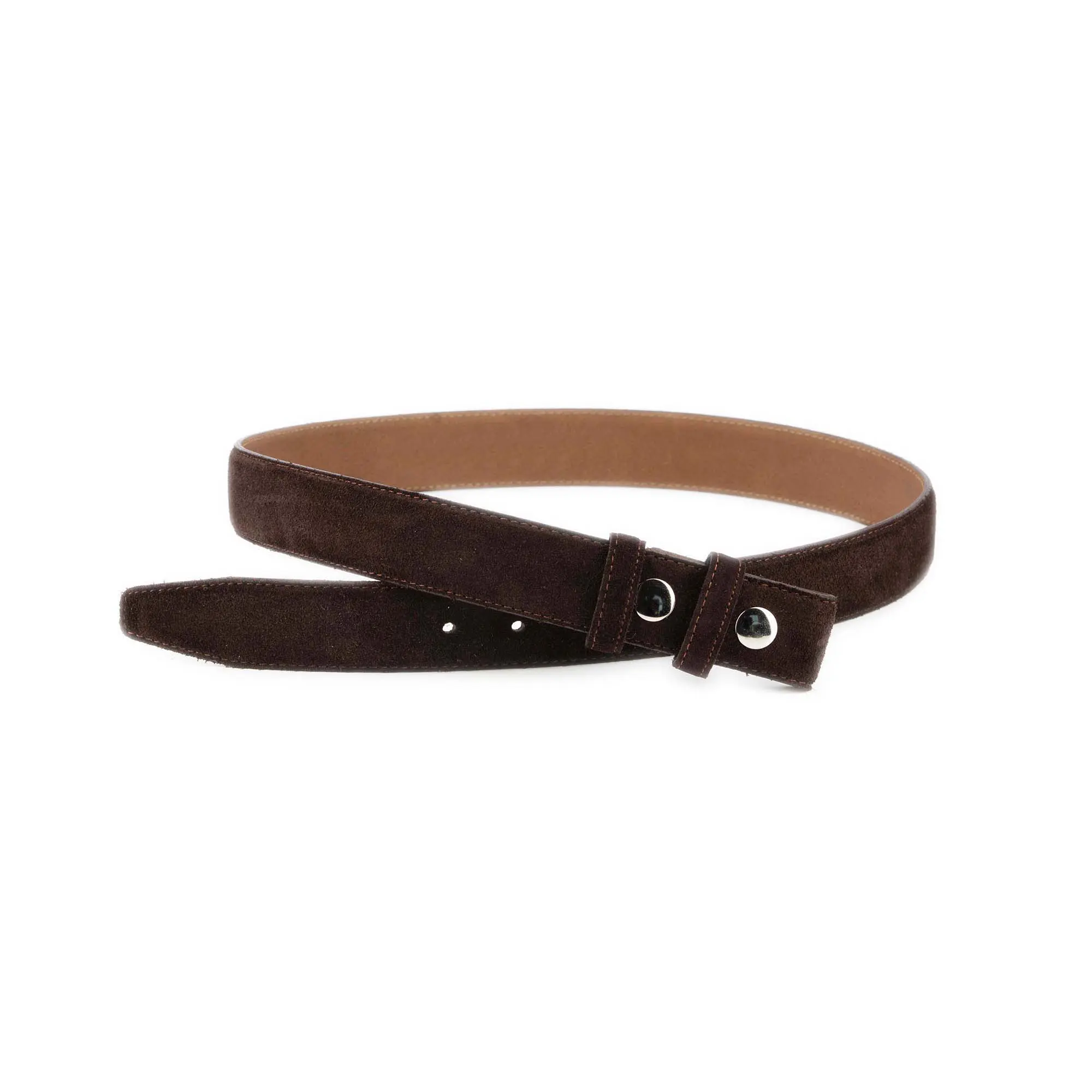 Brown Suede Leather Belt For Interchangeable Buckles 2
