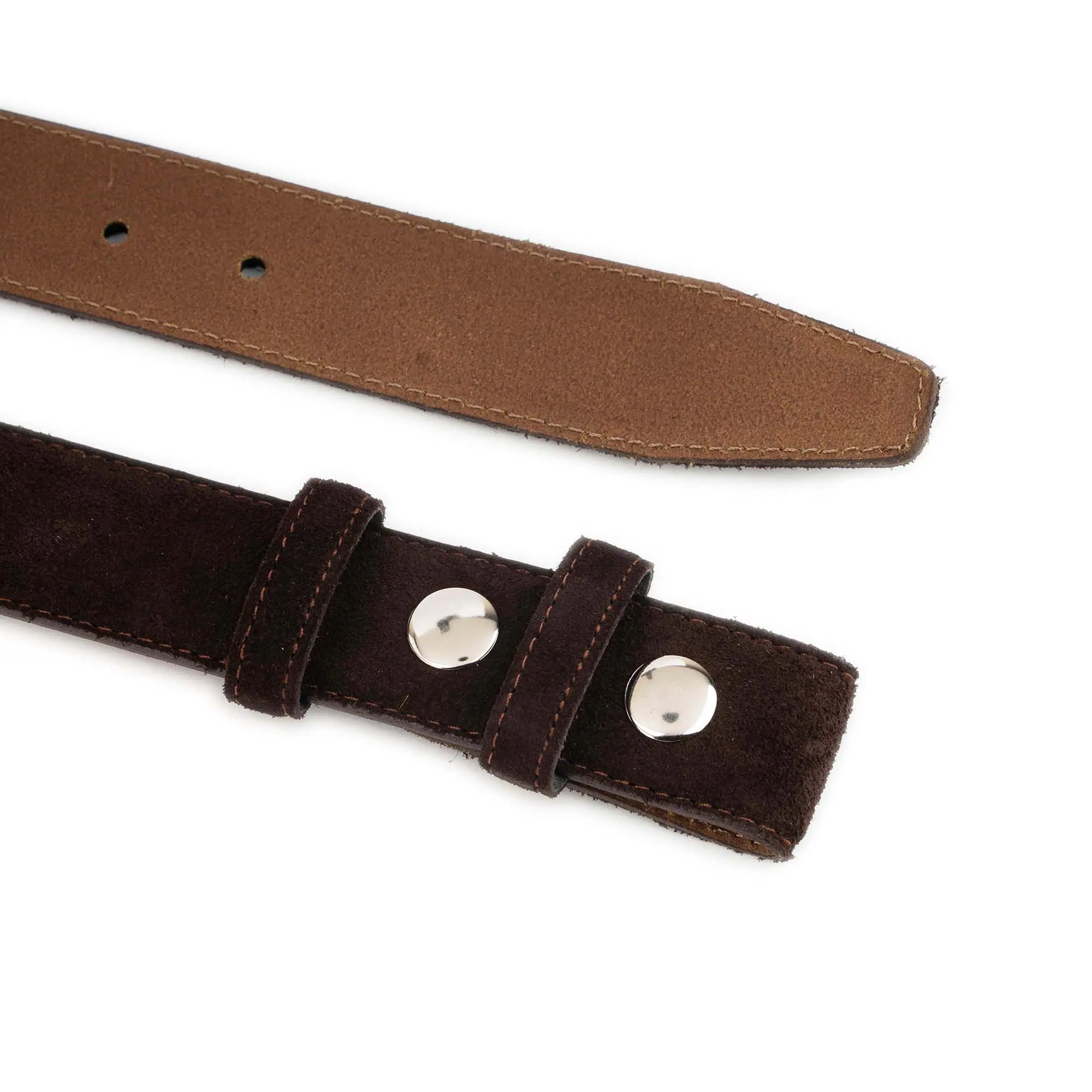 Brown Suede Leather Belt For Interchangeable Buckles 3