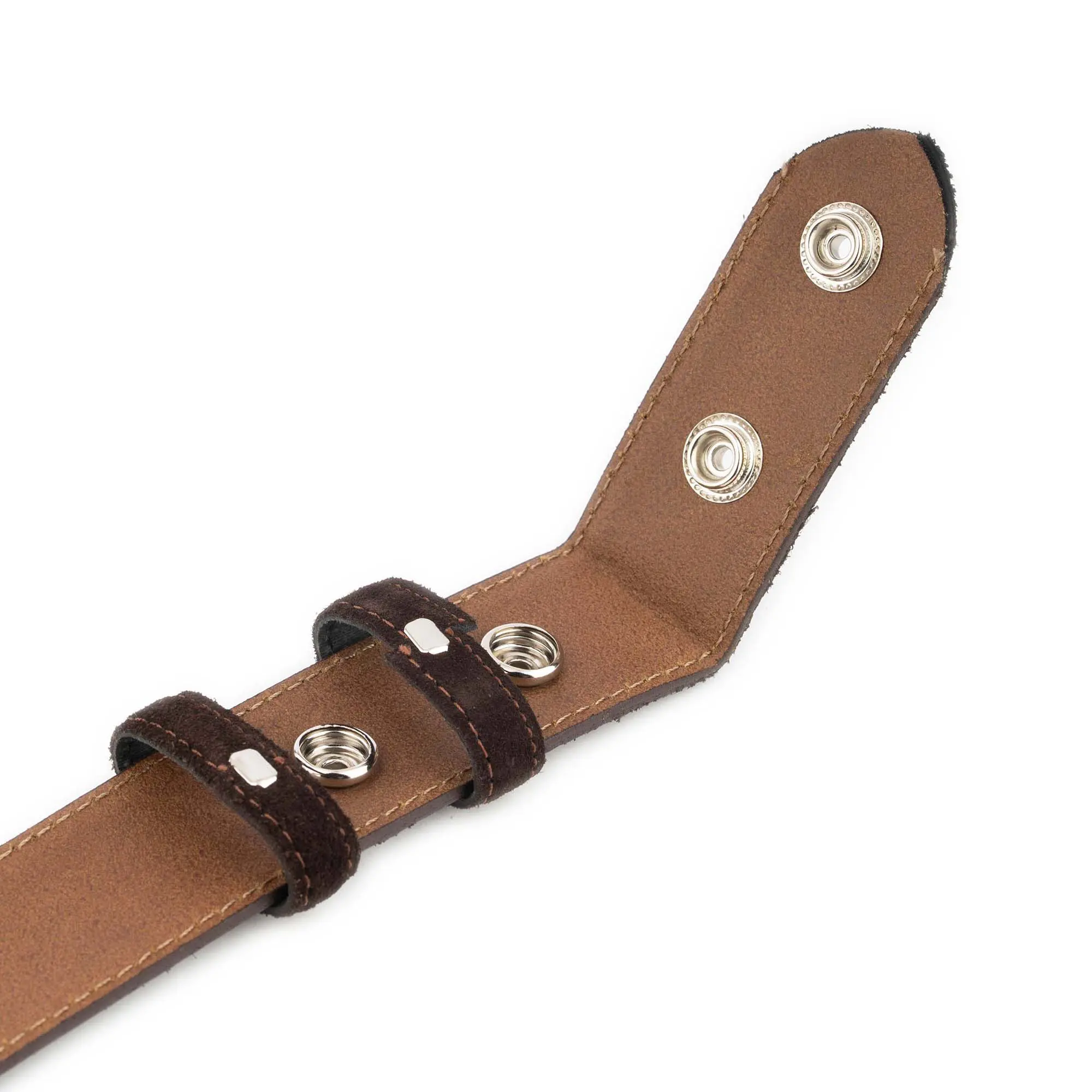 Brown Suede Leather Belt For Interchangeable Buckles 5