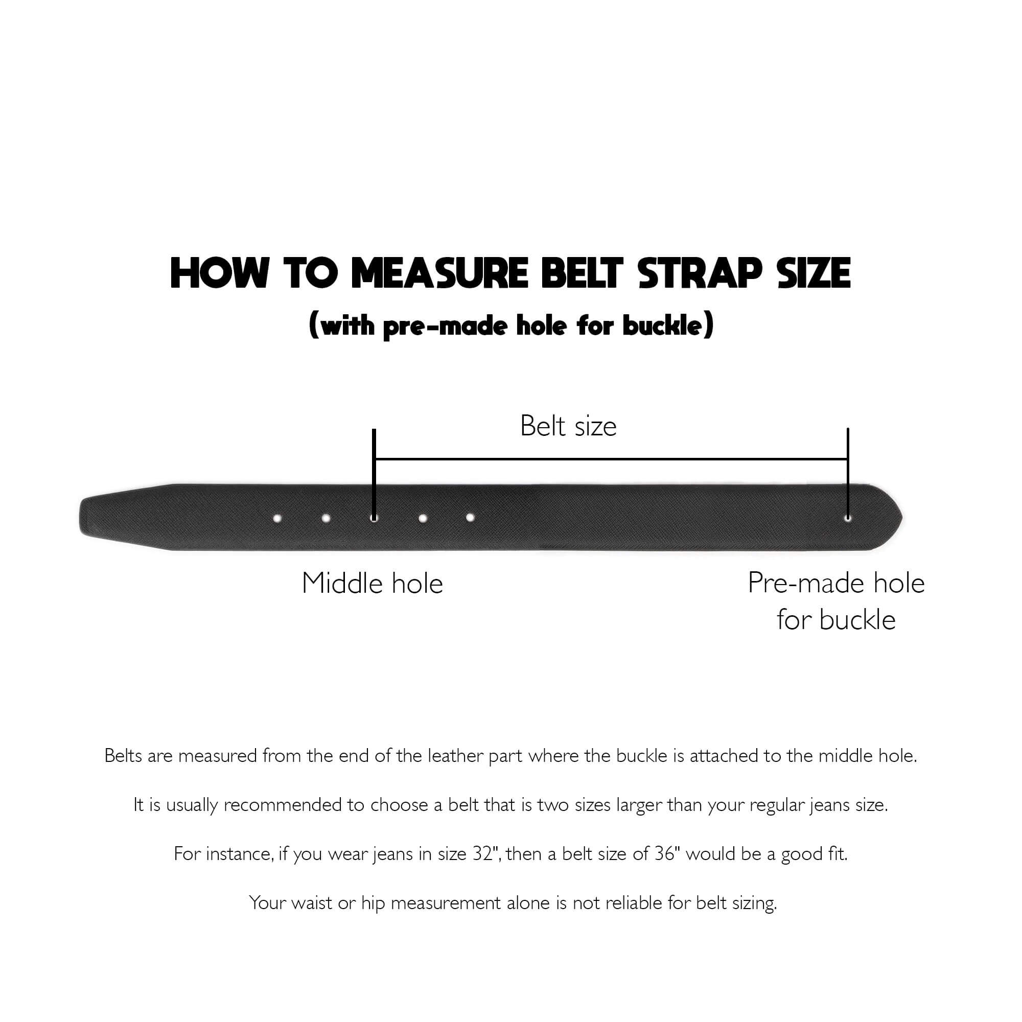 How to measure belt strap with pre made hole