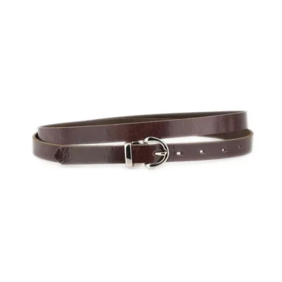 Ladies Mahogany Leather Belt With Silver Buckle 1 GLAZZY 20 MAHOG SILROUMAG
