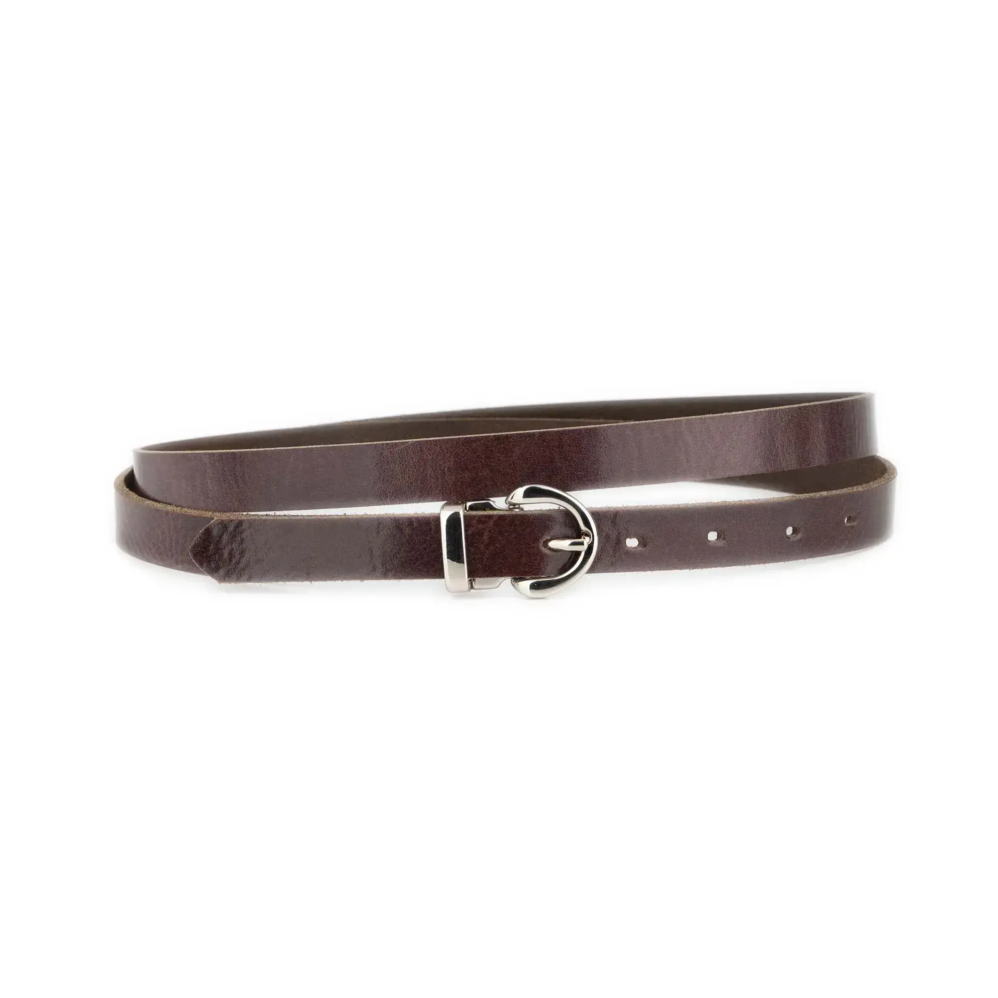 Ladies Mahogany Leather Belt With Silver Buckle 1 GLAZZY 20 MAHOG SILROUMAG