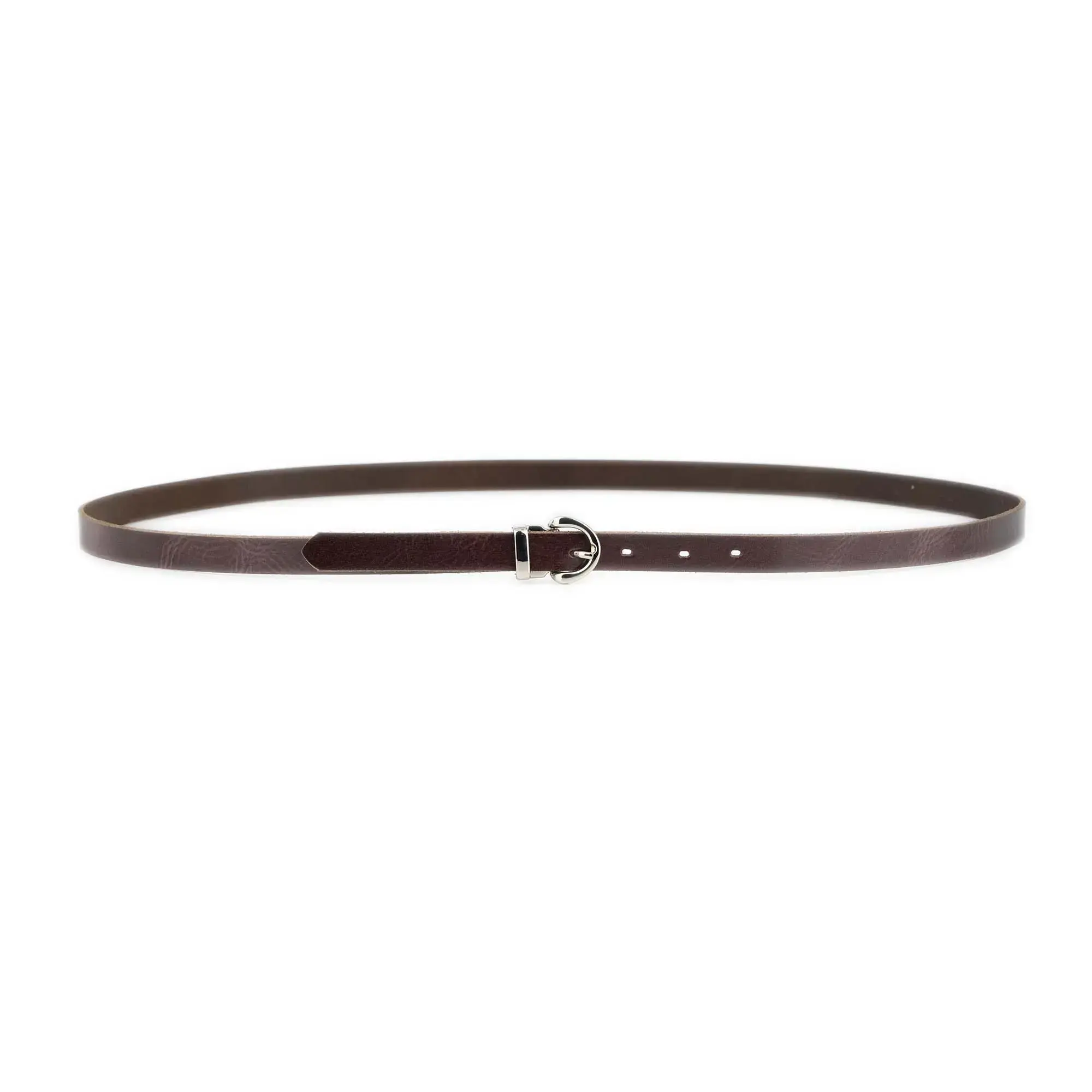 Ladies Mahogany Leather Belt With Silver Buckle 2