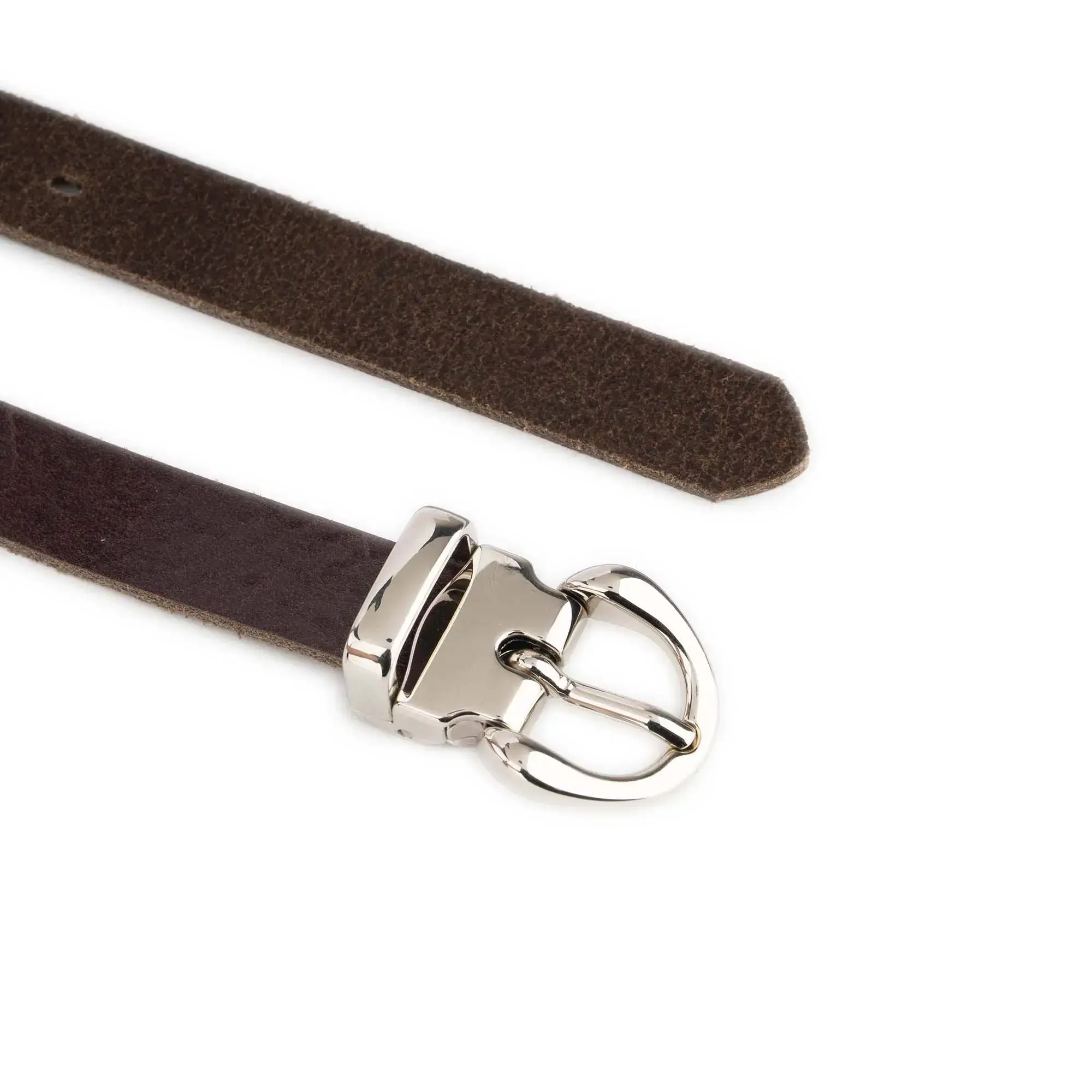 Ladies Mahogany Leather Belt With Silver Buckle 3
