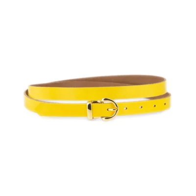 Ladies Yellow Leather Belt With Gold Buckle 1 GLAZZY 20 YELLO GOLROUMAG