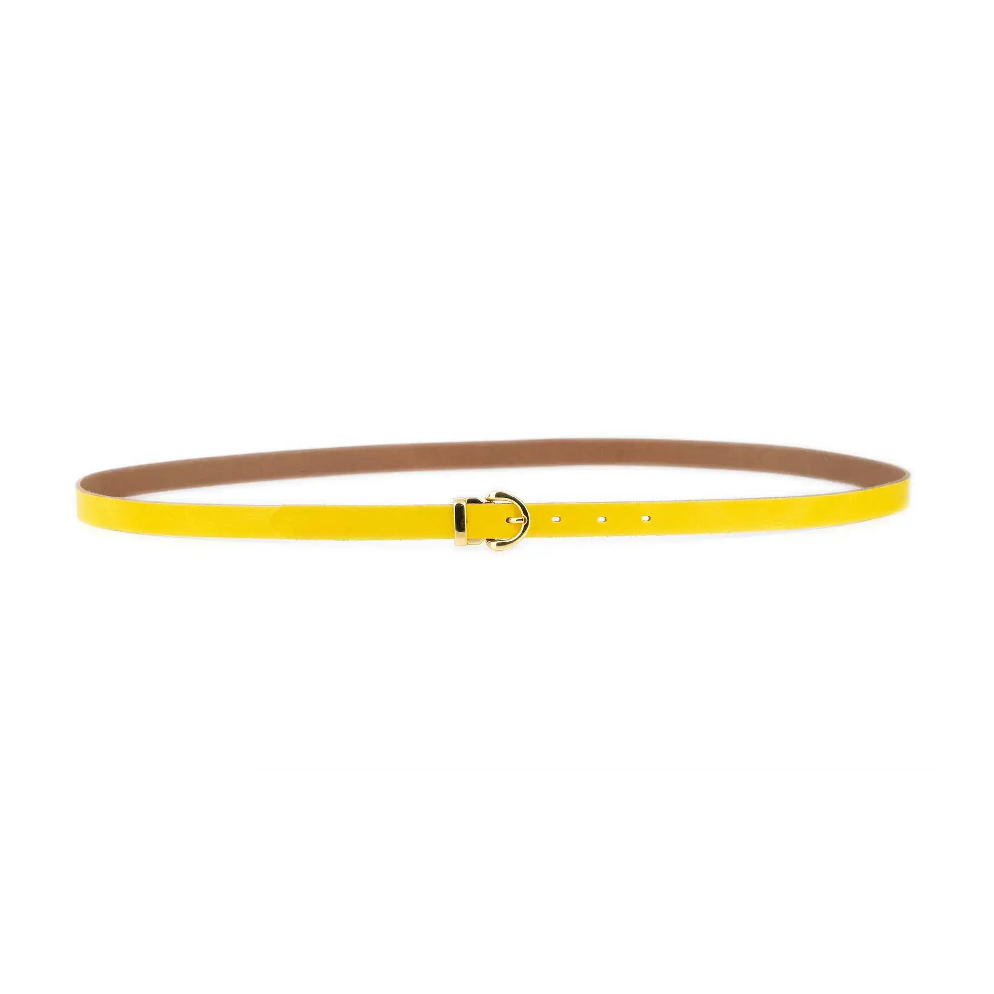 Ladies Yellow Leather Belt With Gold Buckle 3