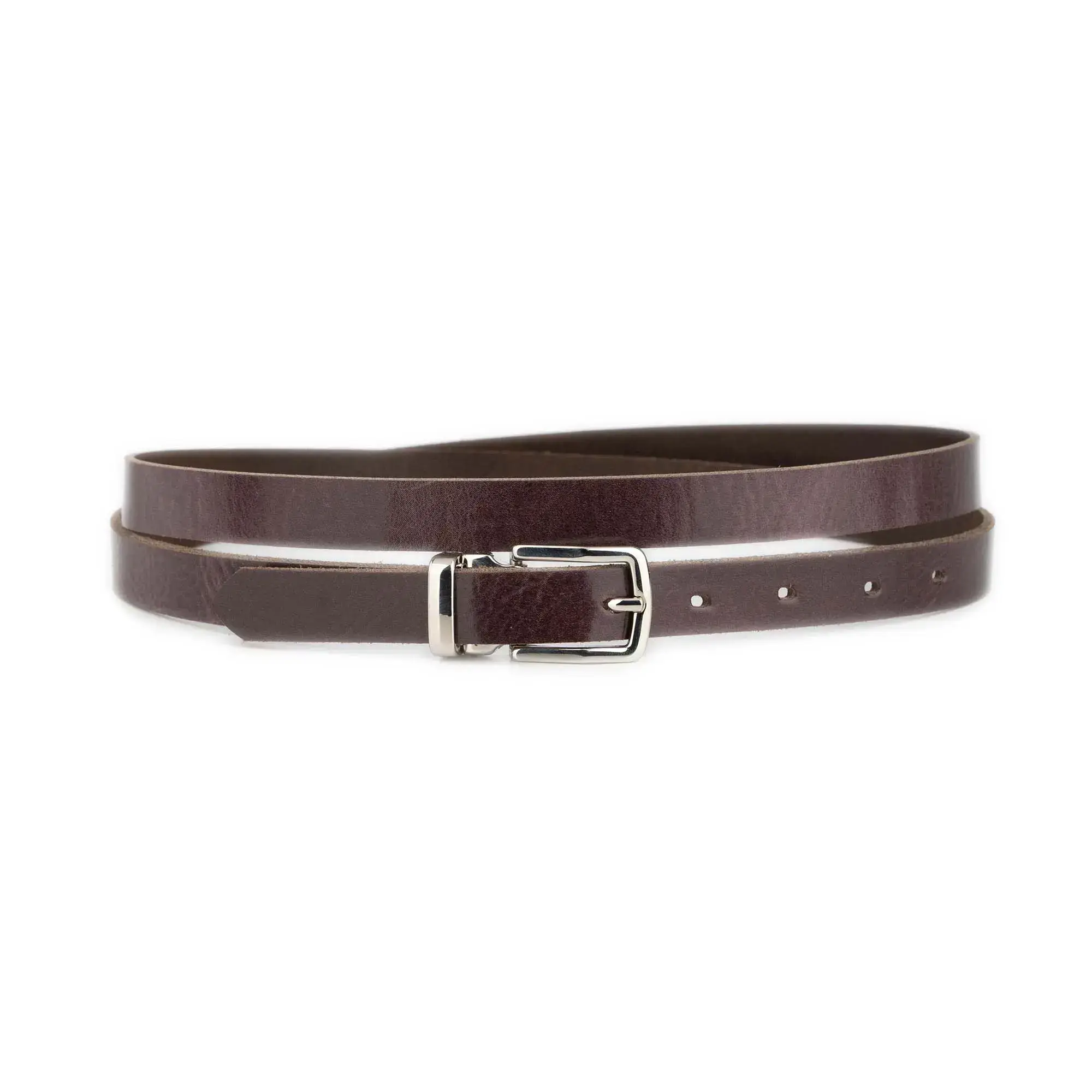 Mahogany Leather Belt For Men With Silver Buckle 1 GLAZZY 20 MAHOG SILRECMAG