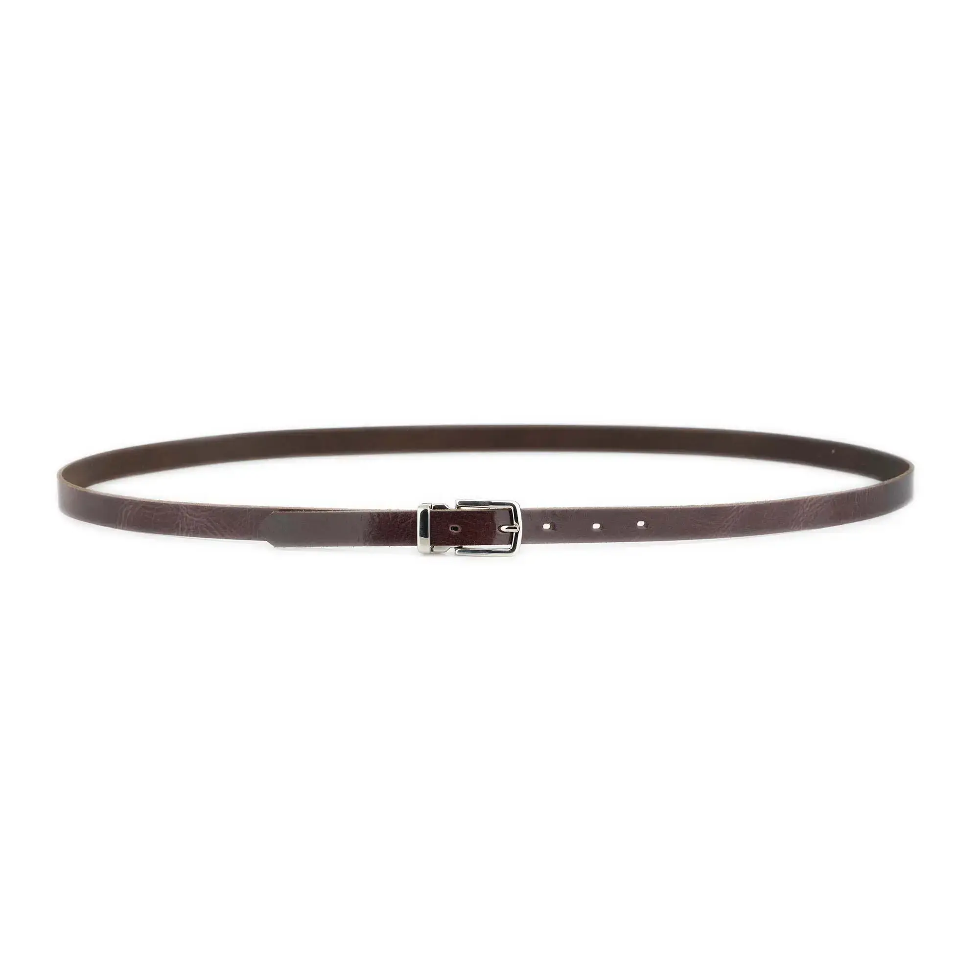 Mahogany Leather Belt For Men With Silver Buckle 2