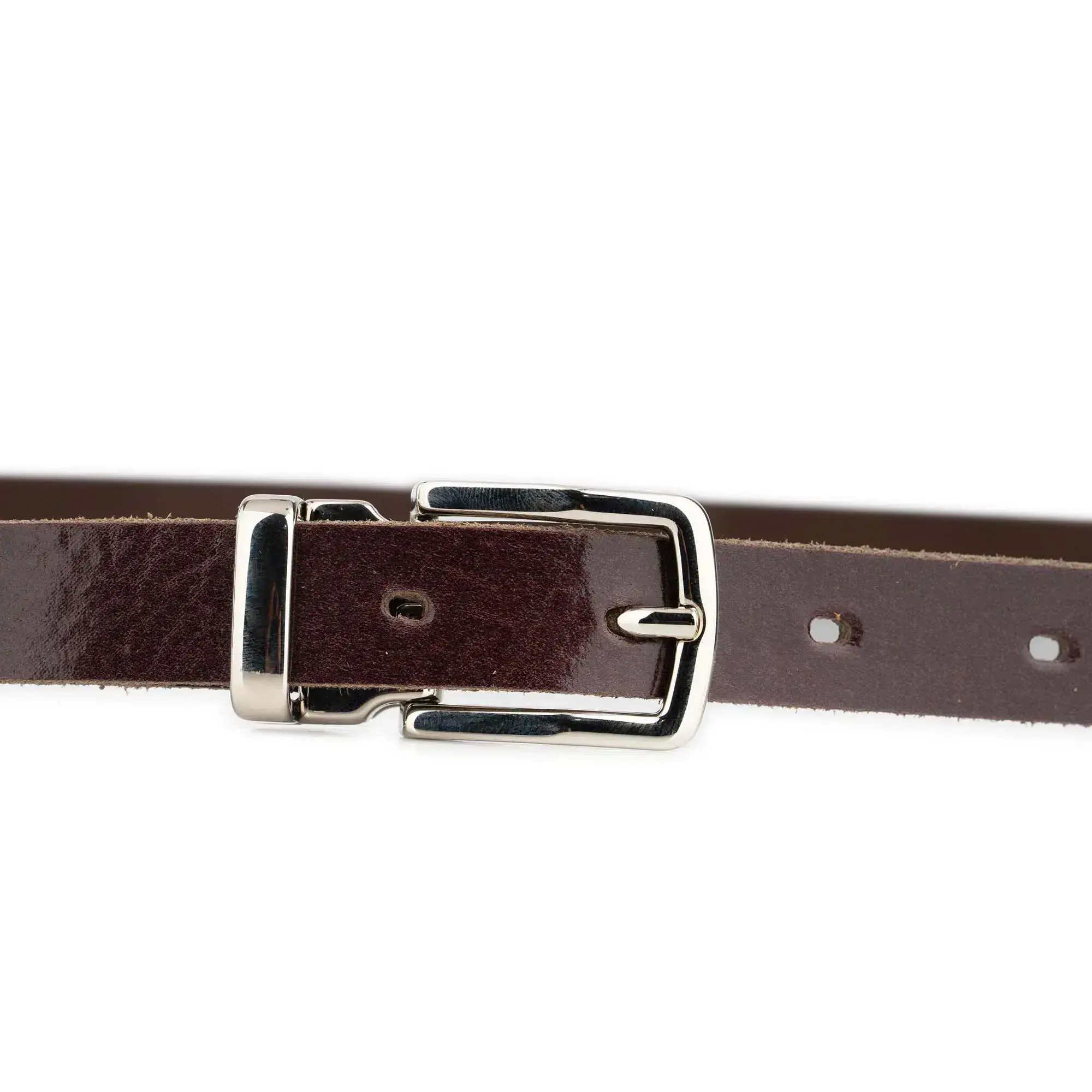 Mahogany Leather Belt For Men With Silver Buckle 3