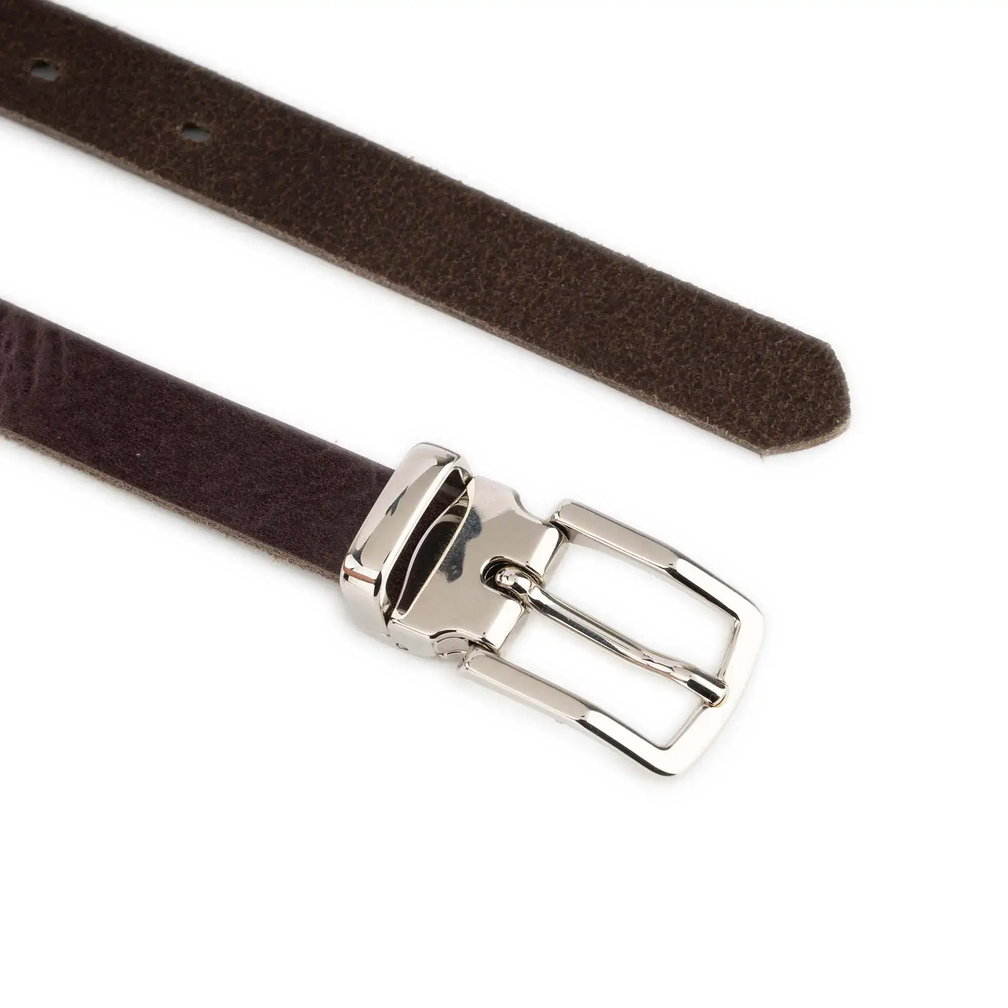 Mahogany Leather Belt For Men With Silver Buckle 4
