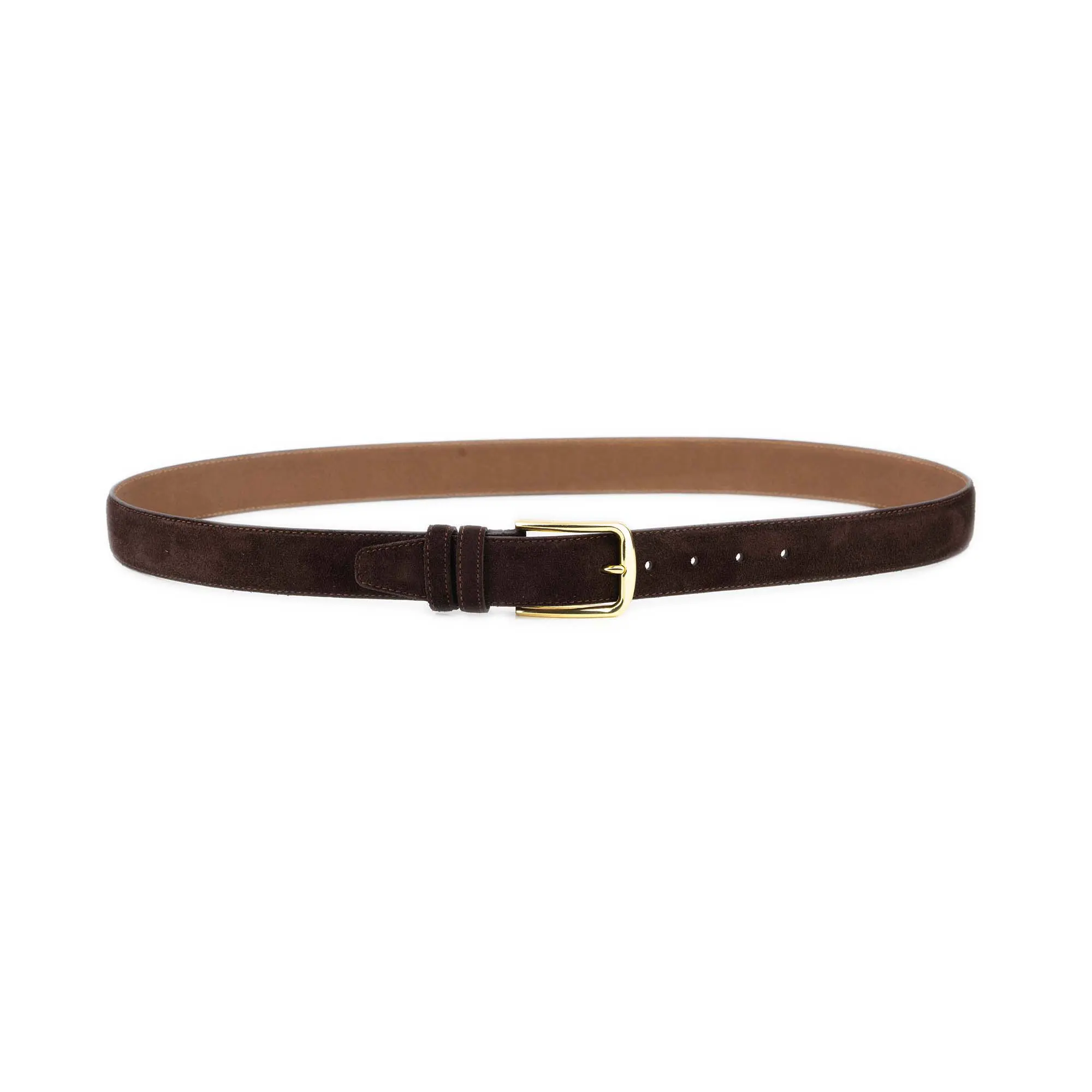 Mens Brown Suede Belt With Gold Buckle 2