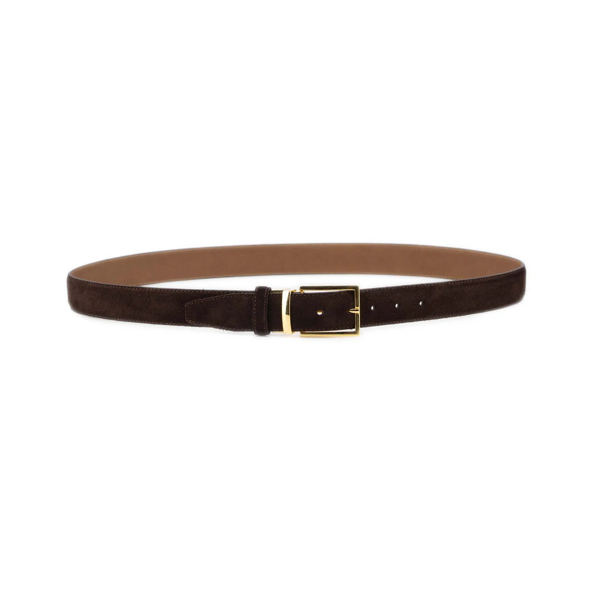Mens Brown Suede Belt With Gold Buckle 2