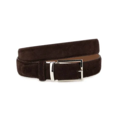 Mens Brown Suede Belt With Italian Silver Buckle 1 BROW 35SUED MAGSILV KSV