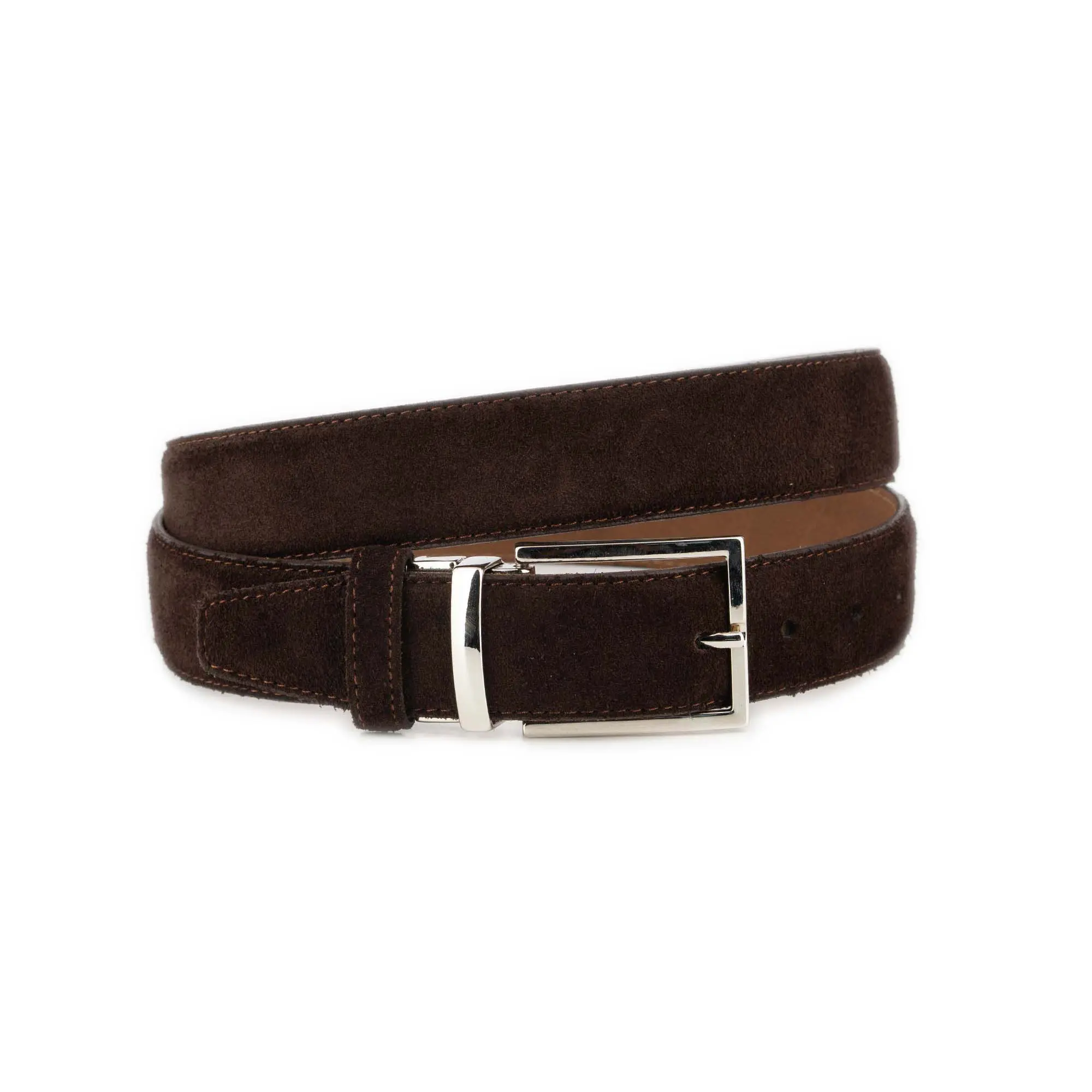 Mens Brown Suede Belt With Italian Silver Buckle 1 BROW 35SUED MAGSILV KSV