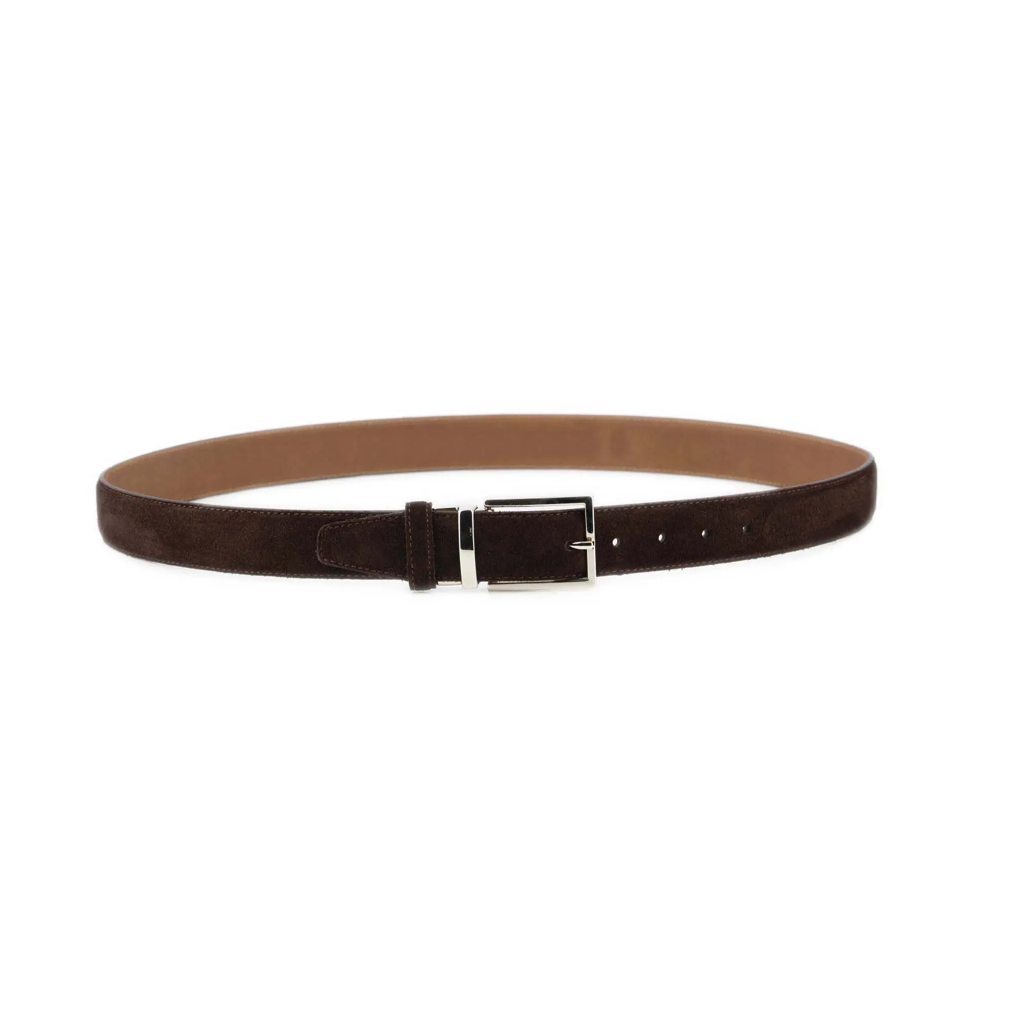 Mens Brown Suede Belt With Italian Silver Buckle 2