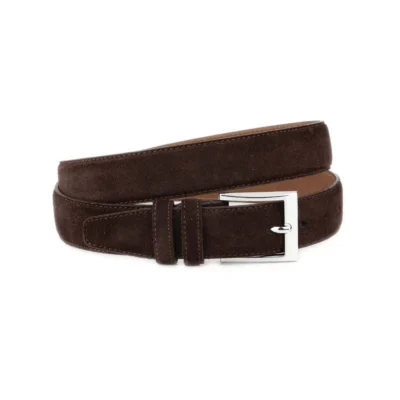 Mens Brown Suede Leather Belt With Chrome Buckle 1 BROW 35SUED NICSQ KSV