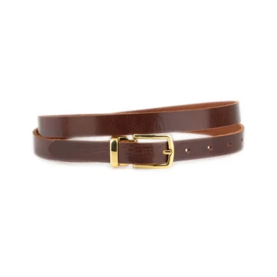 Mens Cognac Dress Belt With Gold Buckle 1 GLAZZY 20 DRCOGN GOLRECMAG