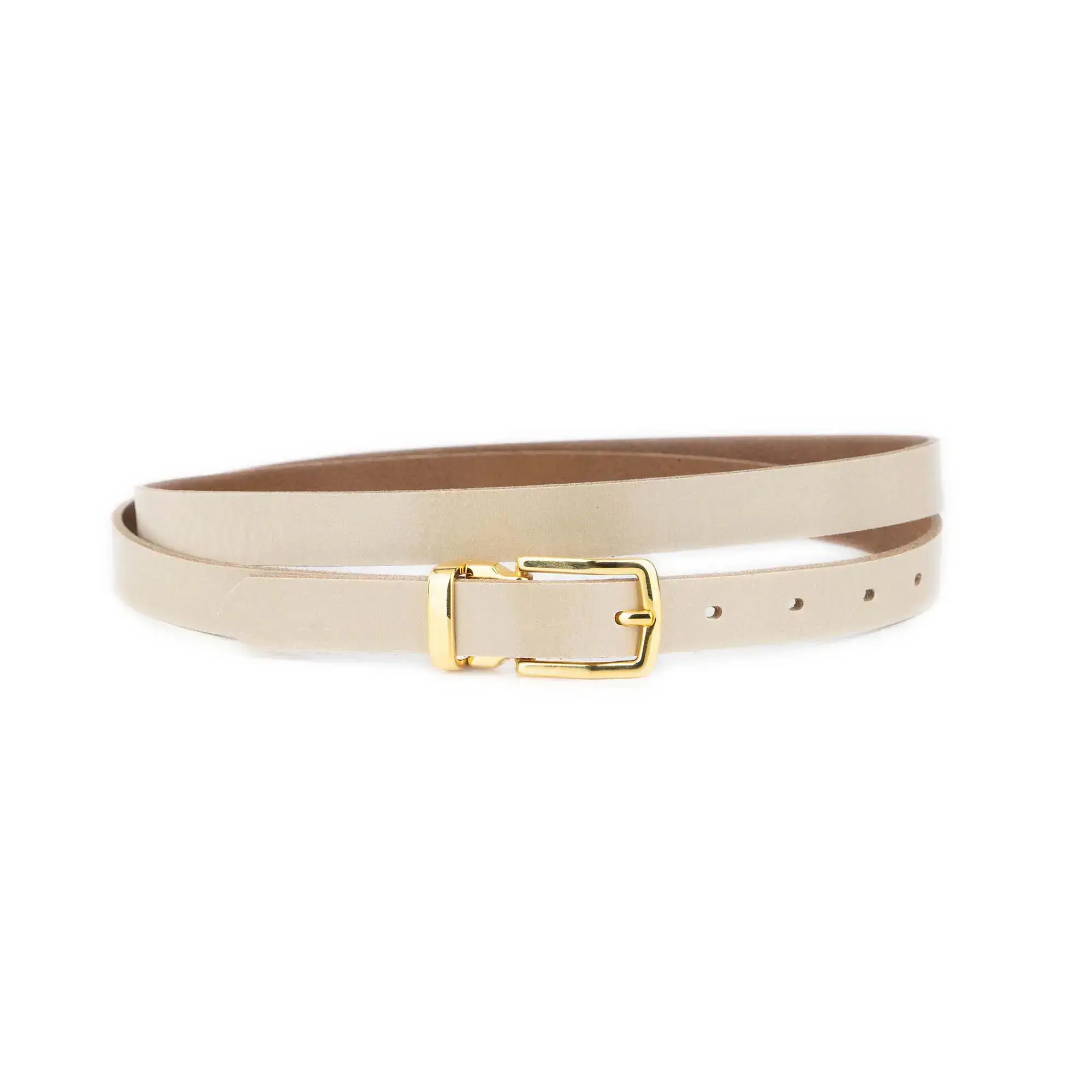 Mens Cream Belt With Gold Buckle Slim 2 0 cm 1 GLAZZY 20 CREAM GOLRECMAG