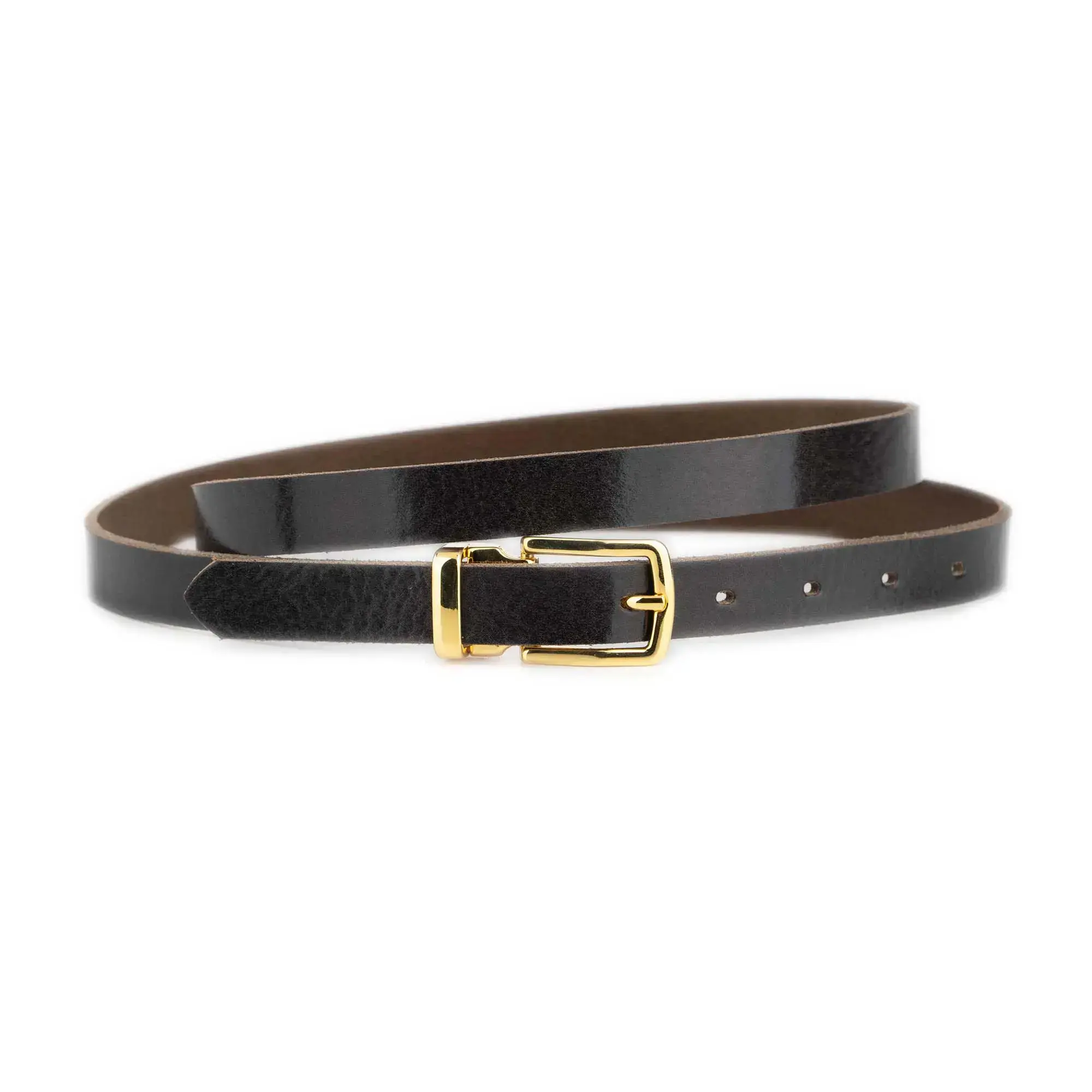 Mens Dark Brown Leather Belt With Gold Buckle 1 GLAZZY 20 DKBROWN GOLRECMAG