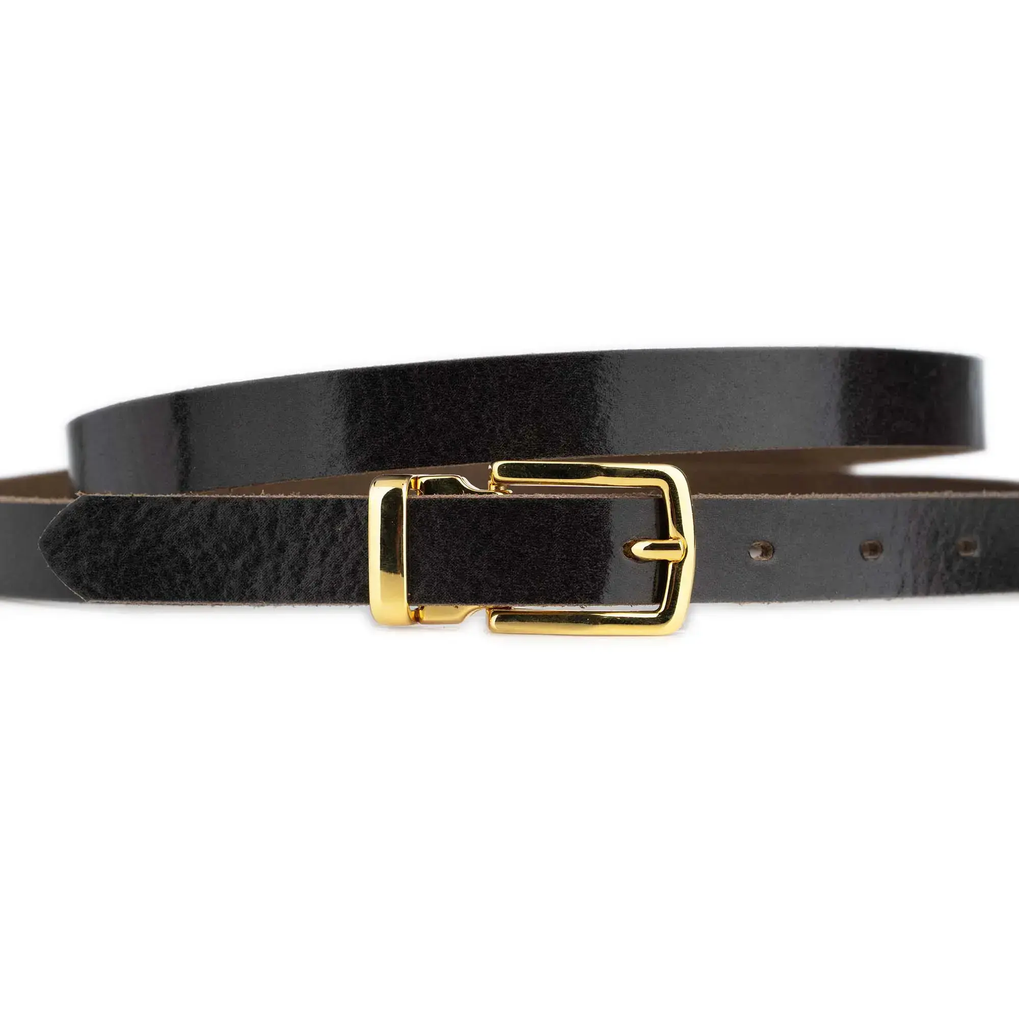Mens Dark Brown Leather Belt With Gold Buckle 2