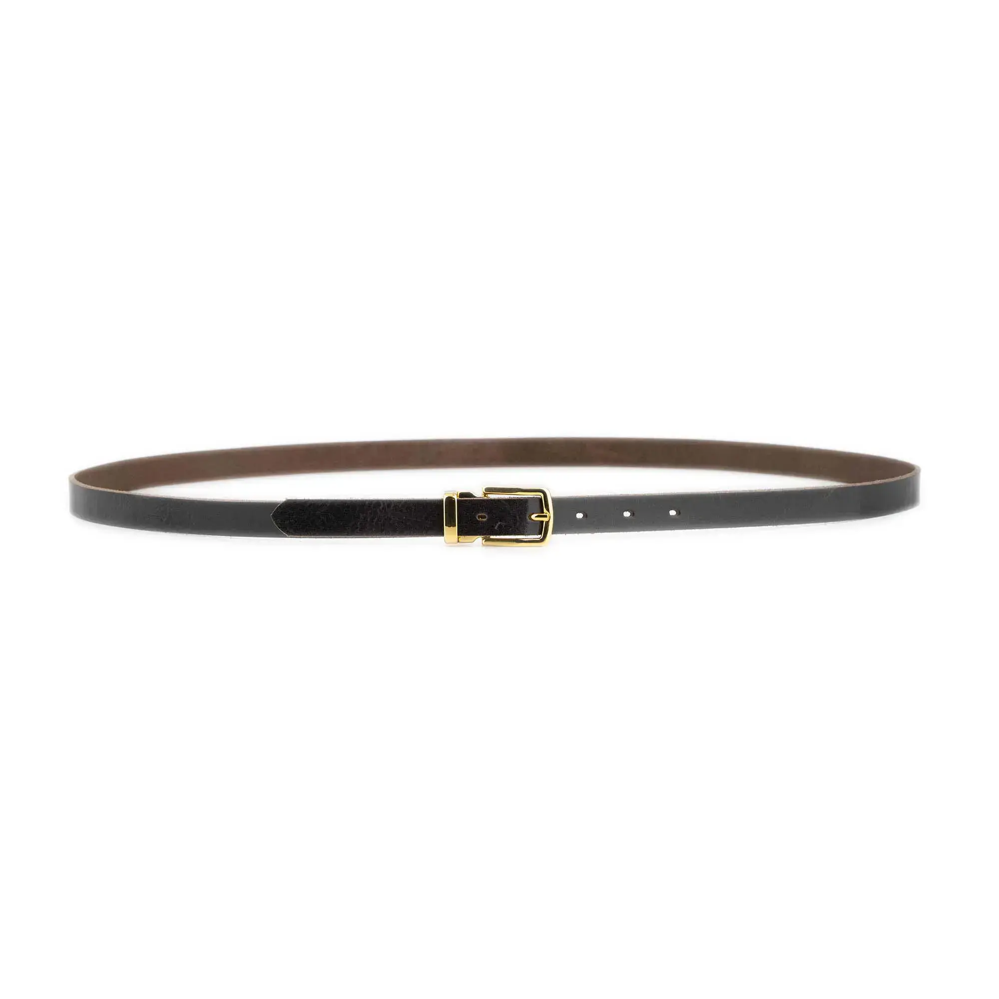 Mens Dark Brown Leather Belt With Gold Buckle 3