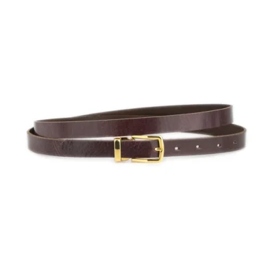 Mens Mahogany Leather Belt With Gold Buckle 1 GLAZZY 20 MAHOG GOLRECMAG
