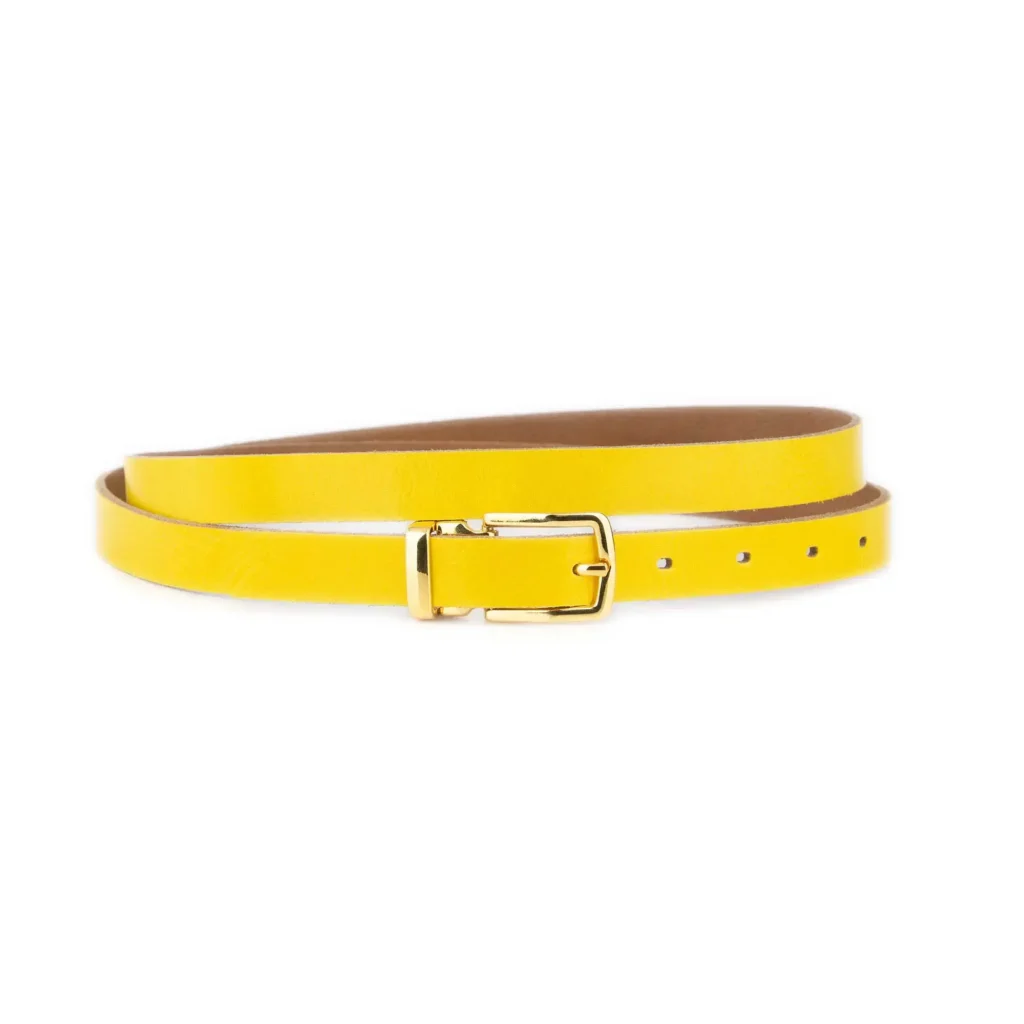 Men's Yellow Leather Belt With Gold Buckle 1 GLAZZY 20 YELLO GOLRECMAG